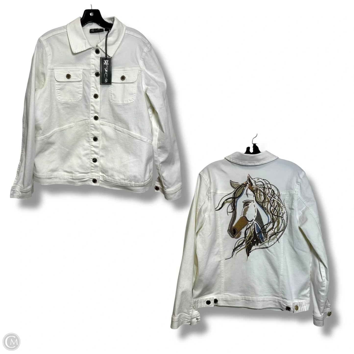 Horse Jacket Denim By Dg2 In White, Size: M