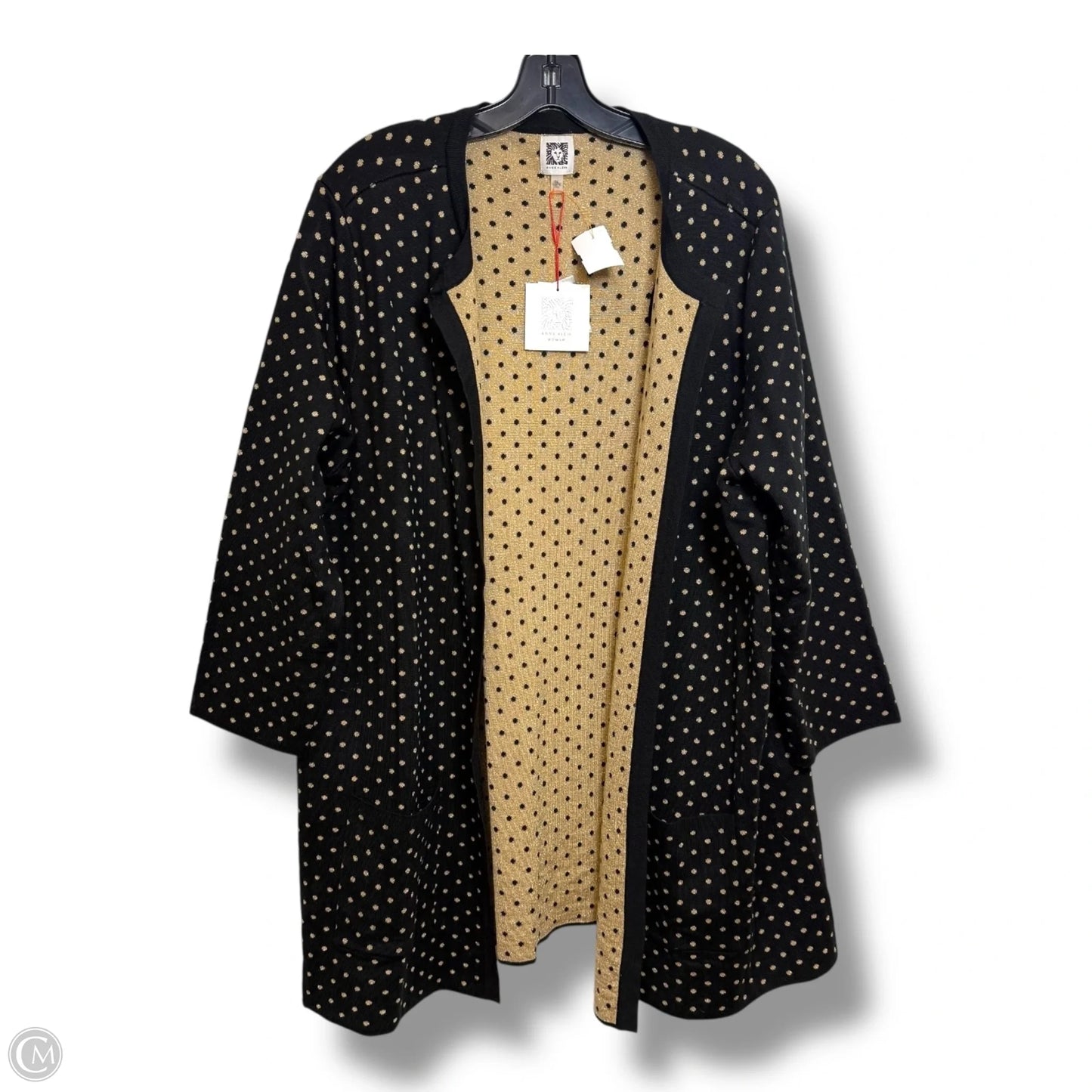 Cardigan By Anne Klein In Black & Gold, Size: 2x