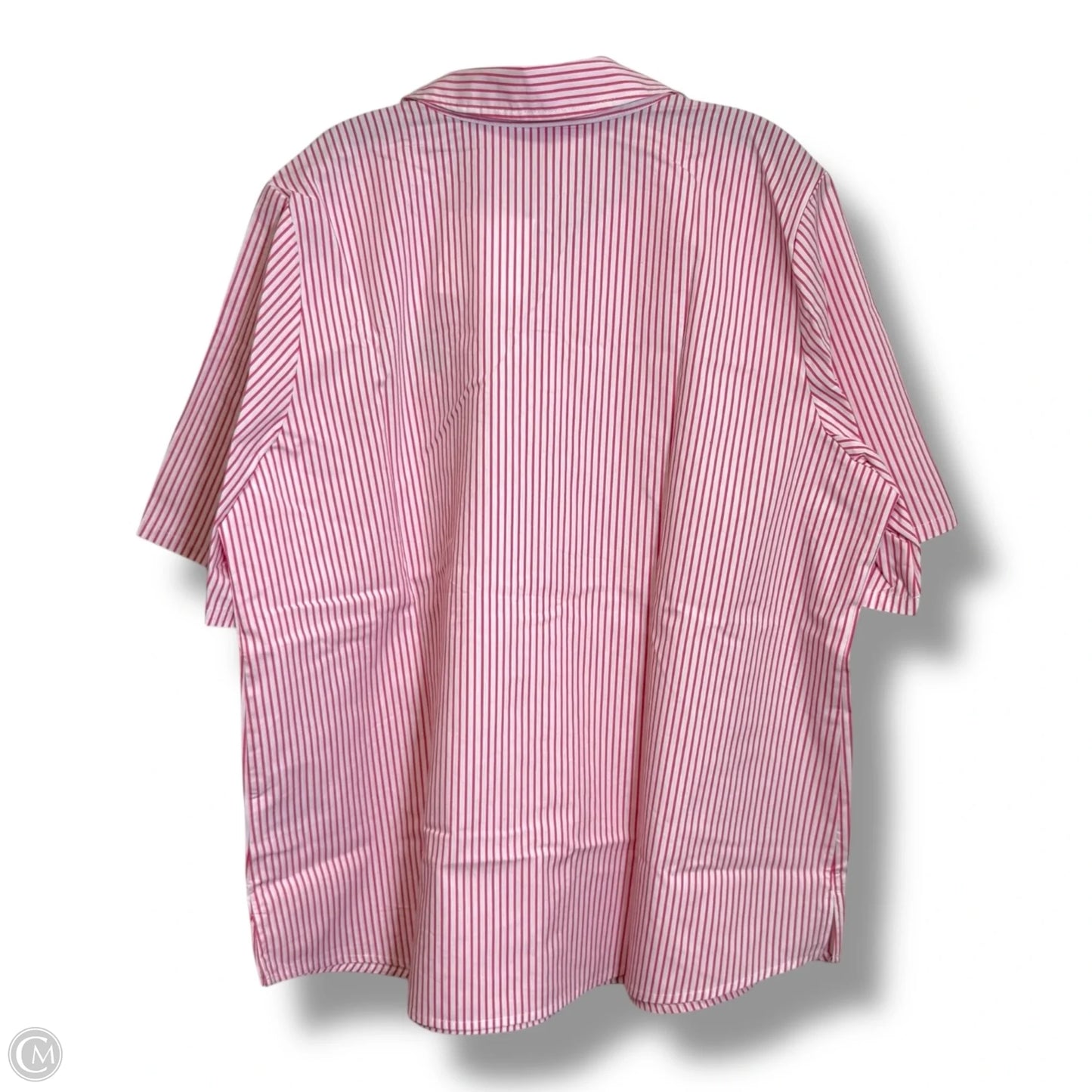 Top Short Sleeve By Quaker Factory In Pink & White, Size: Xl