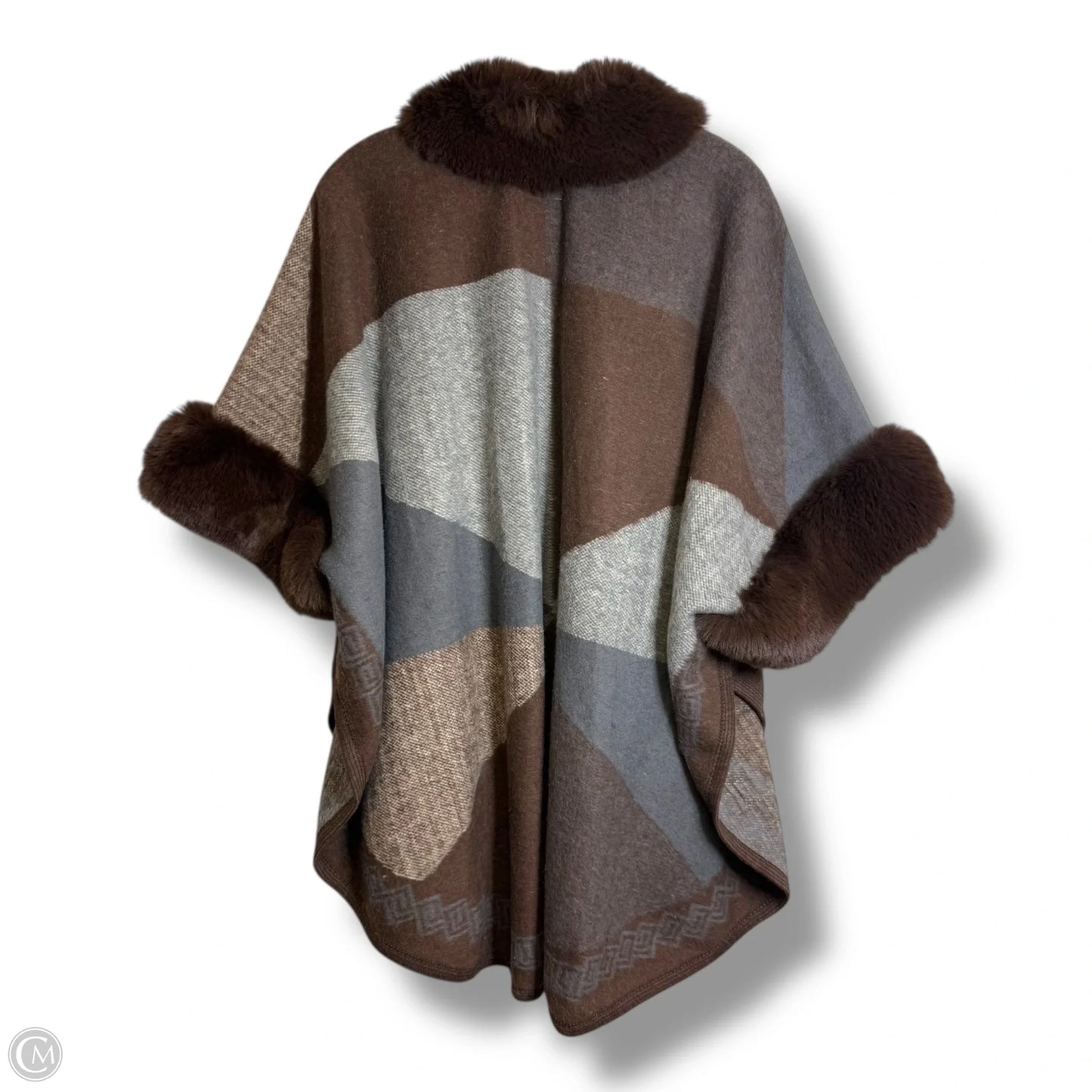 Poncho By Clothes Mentor In Brown, Size: S