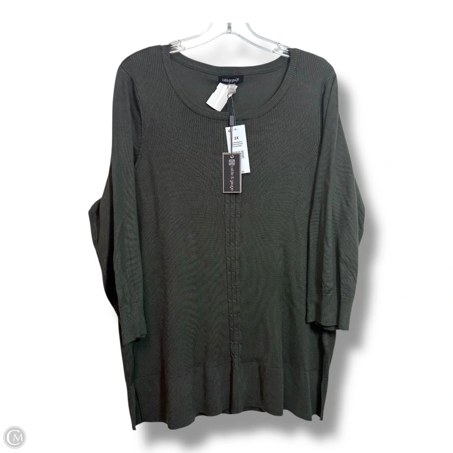 Sweater By Cable And Gauge In Green, Size: 2x