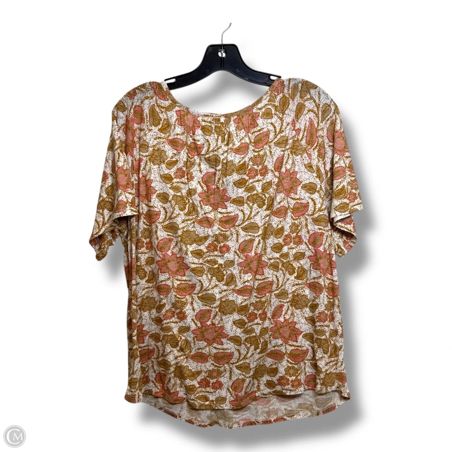 Top Short Sleeve By Lucky Brand In Brown & Cream, Size: M
