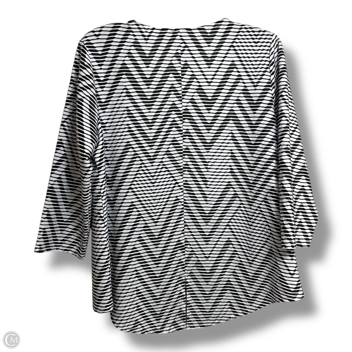 Top Long Sleeve Basic By Chicos In Black & White, Size: L