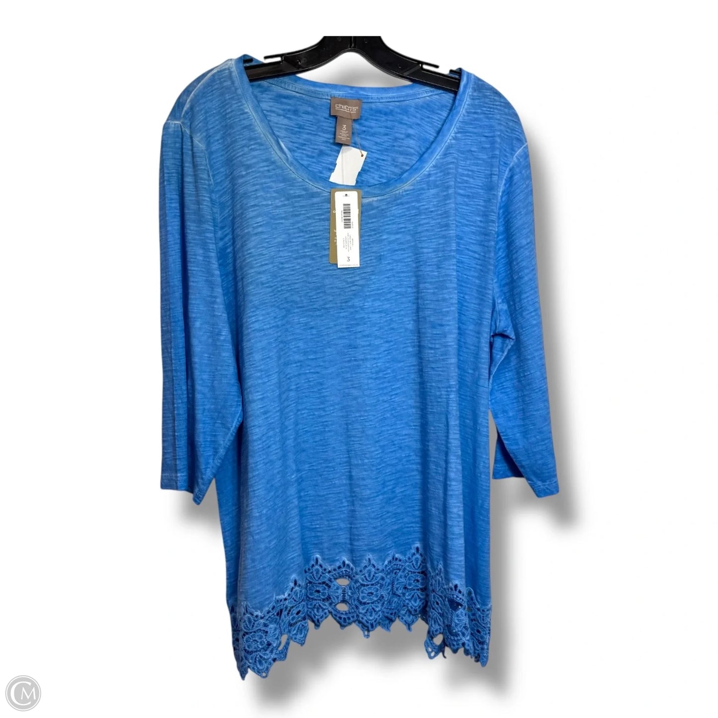 Top 3/4 Sleeve Basic By Chicos In Blue, Size: Xl