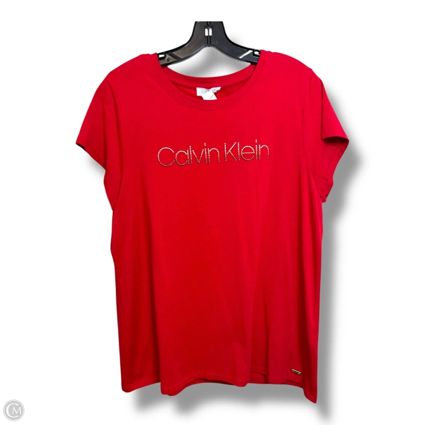 Top Short Sleeve By Calvin Klein In Red, Size: L