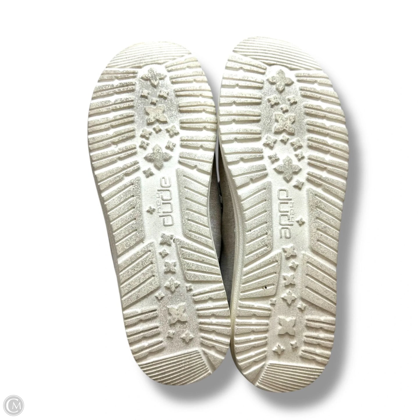 Shoes Flats By Hey Dude In Grey & Tan, Size: 7