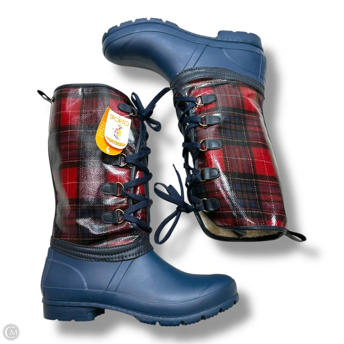 Boots Rain By Sporto In Plaid Pattern, Size: 10
