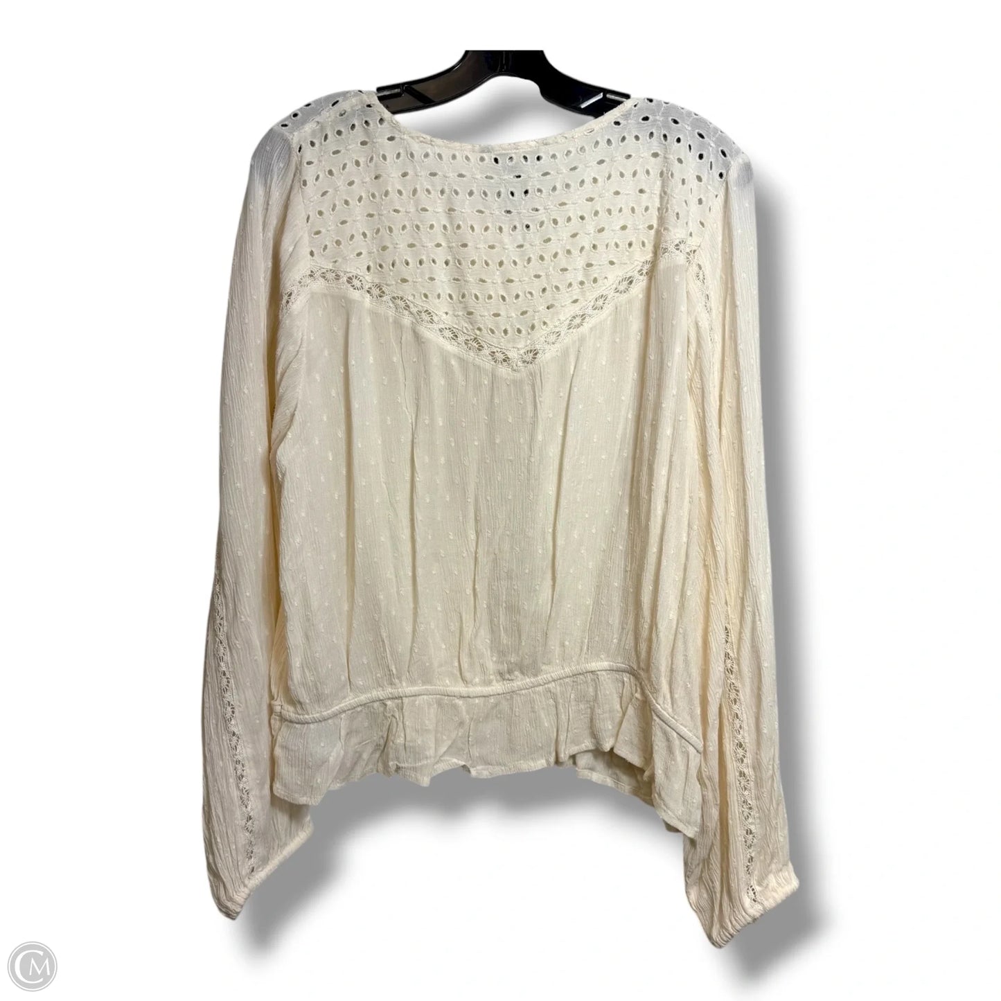 Top Long Sleeve Basic By American Eagle In Cream, Size: Xl