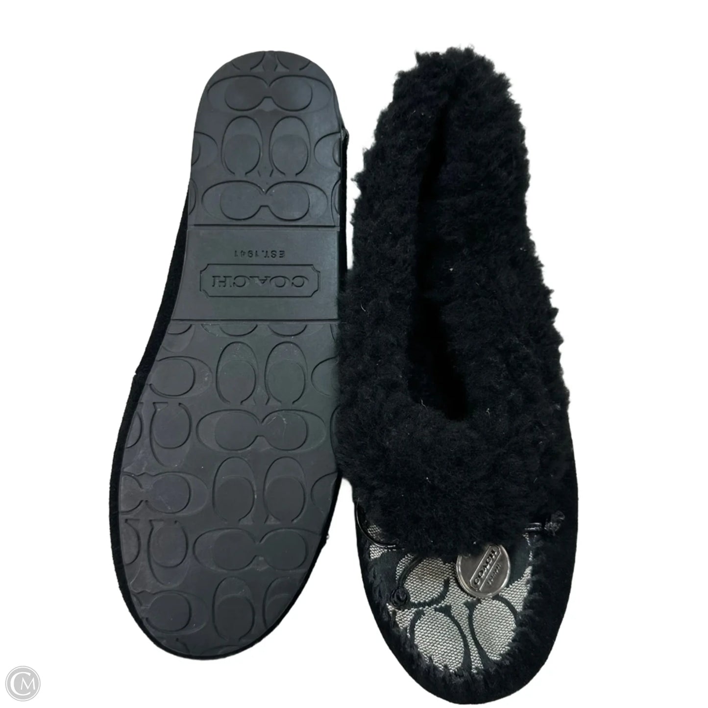 Slippers Designer By Coach In Black, Size: 7
