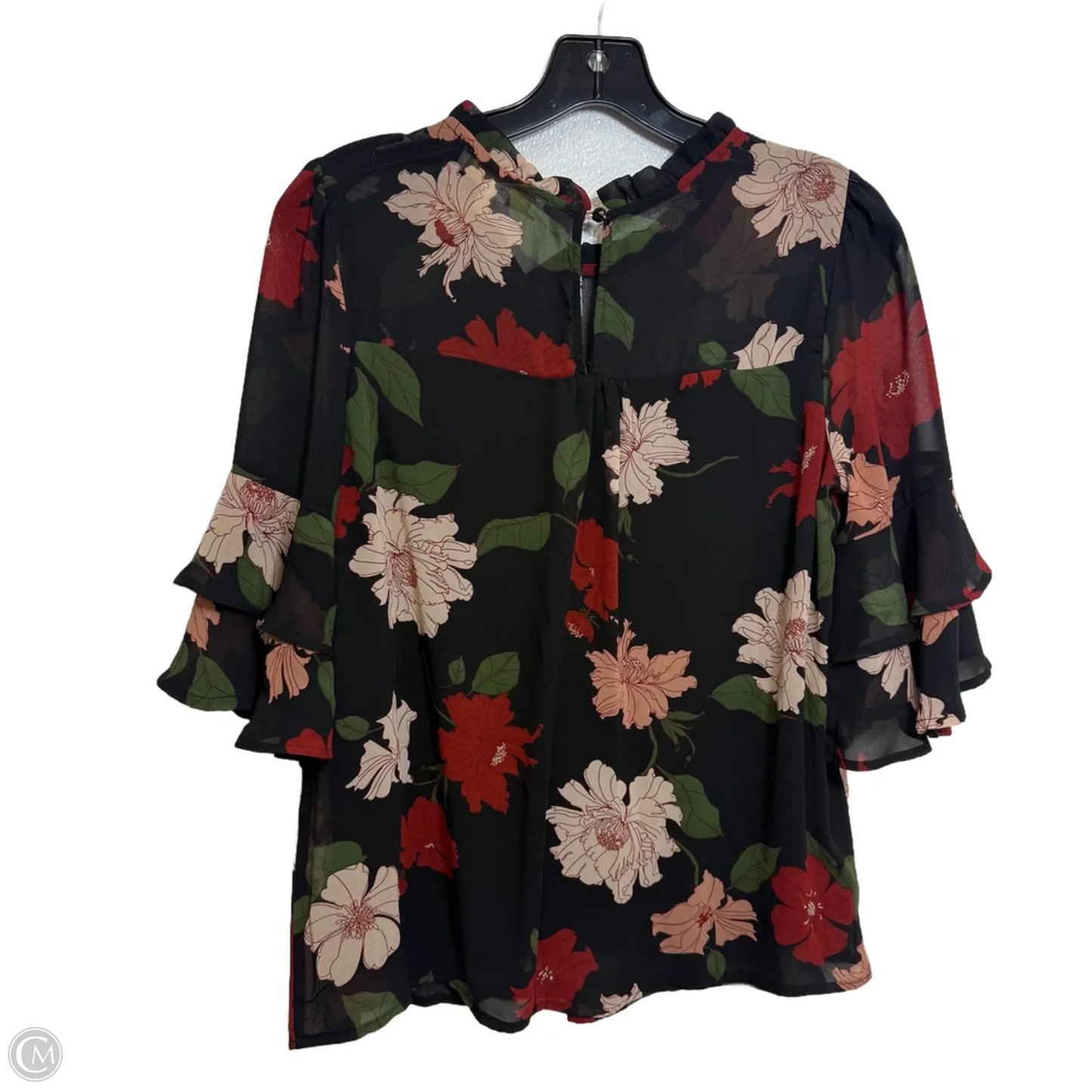 Top Short Sleeve By Monteau In Floral Print, Size: L