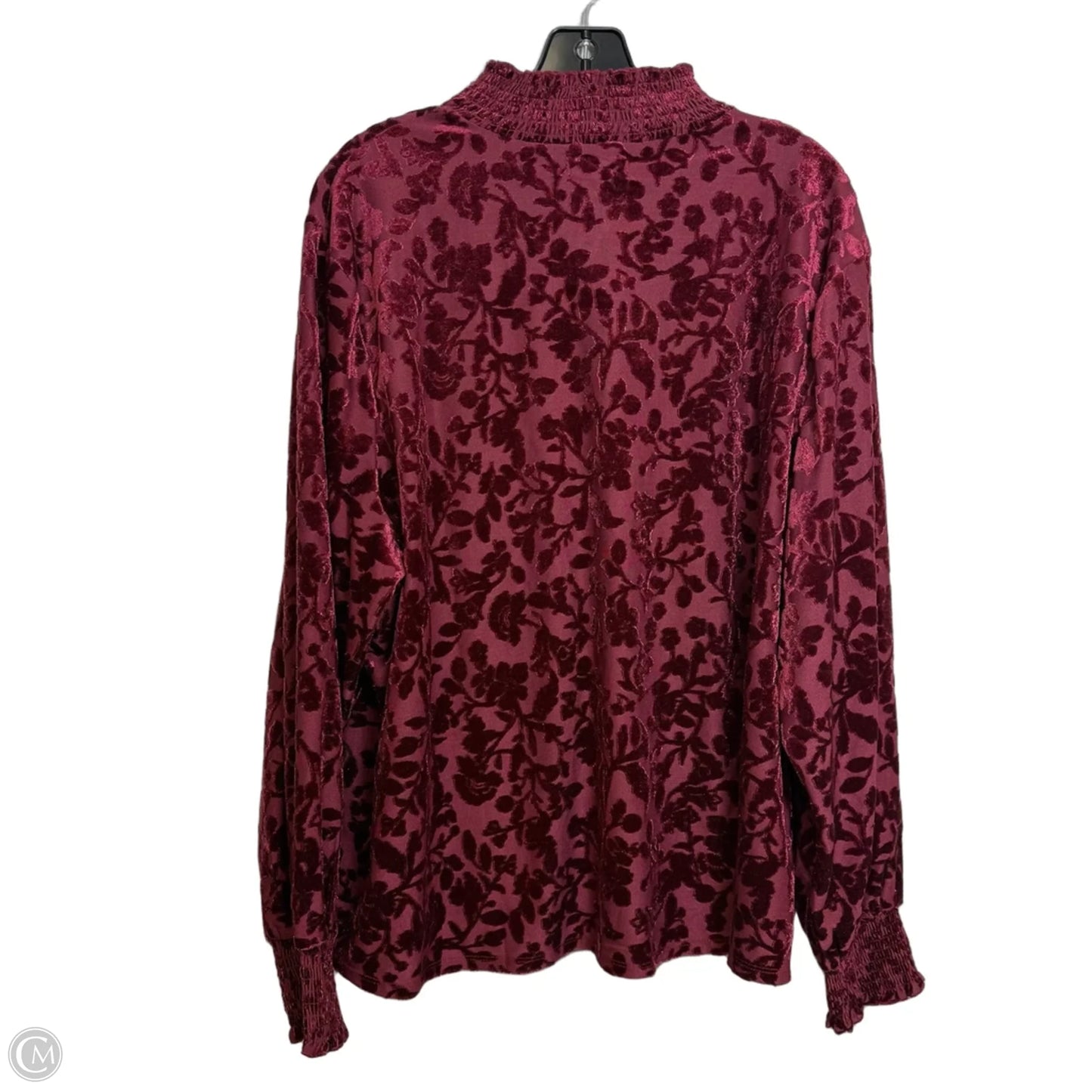 Top Long Sleeve Basic By Maurices In Maroon, Size: 3x