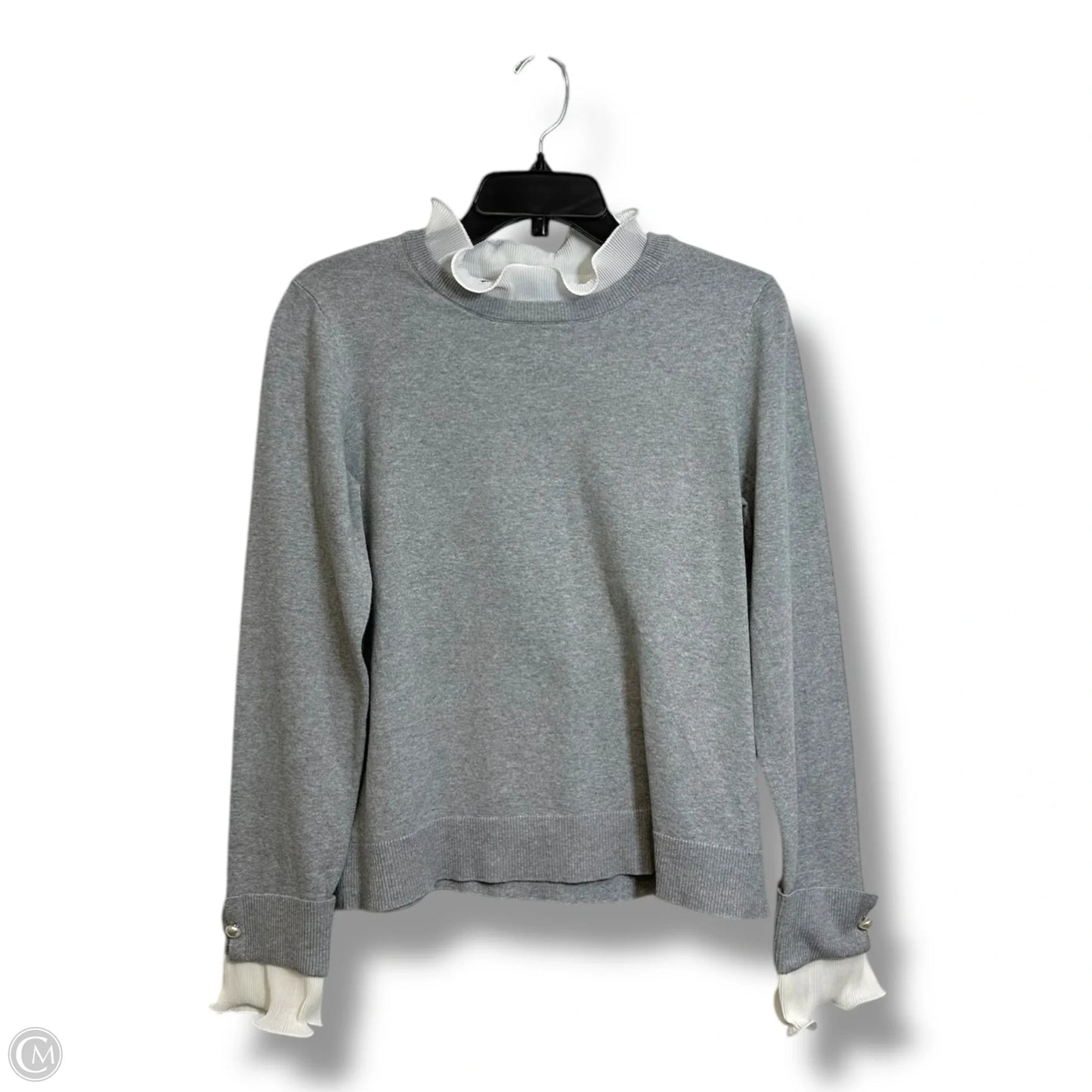Top Long Sleeve By Cece In Grey & White, Size: S