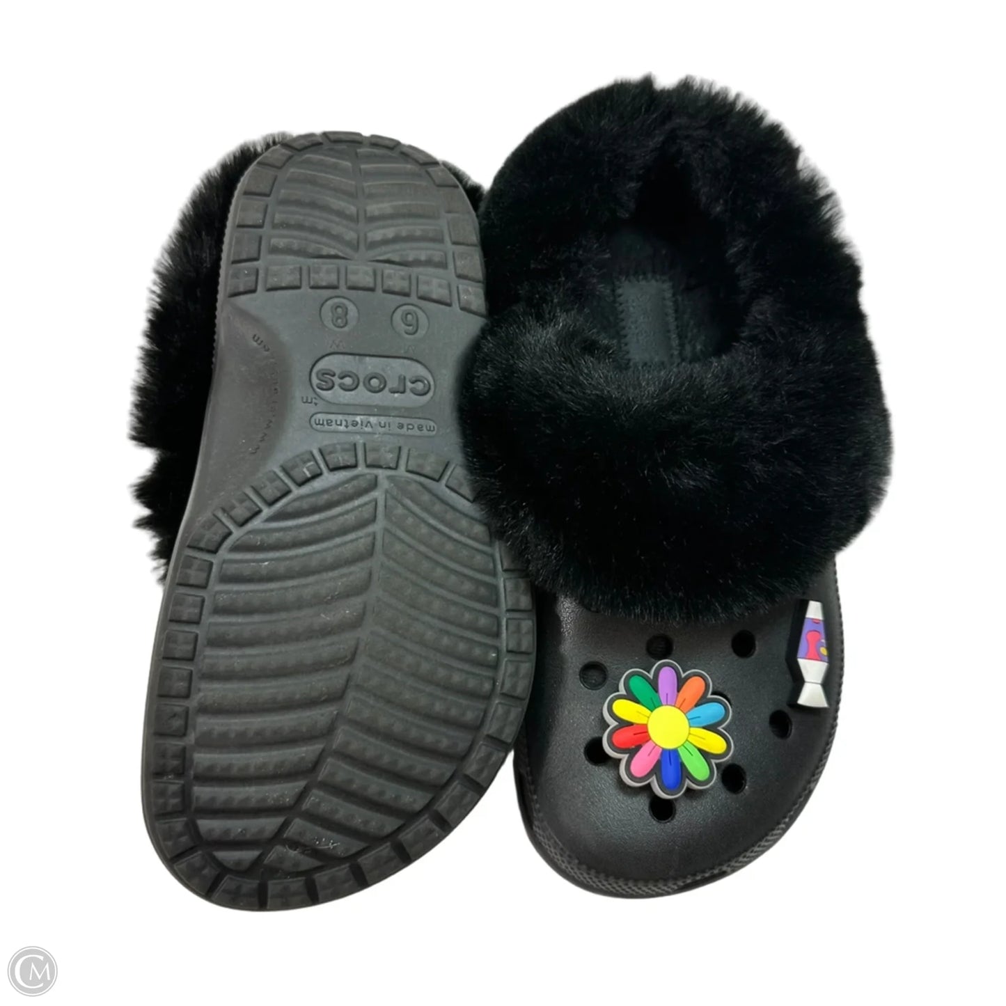 Shoes Flats By Crocs In Black, Size: 8