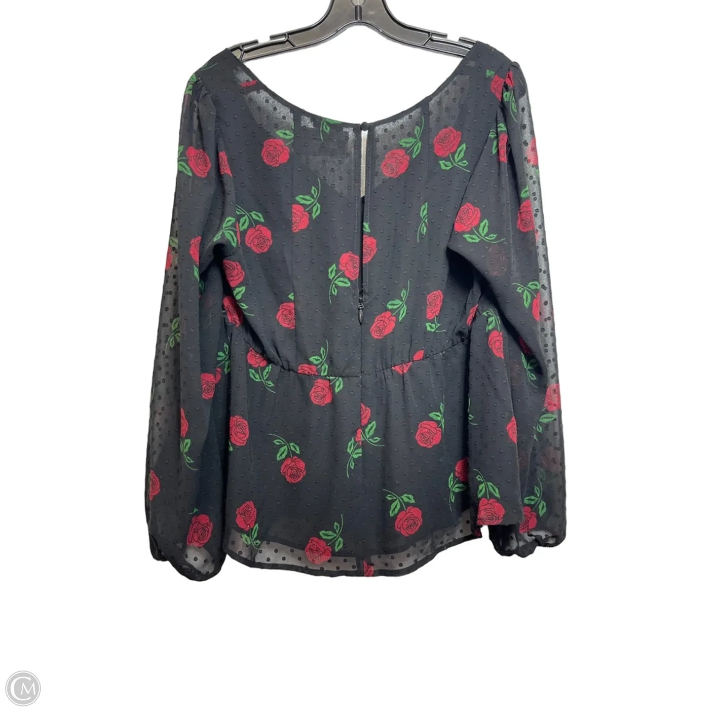 Top Long Sleeve By Torrid In Black & Red, Size: M