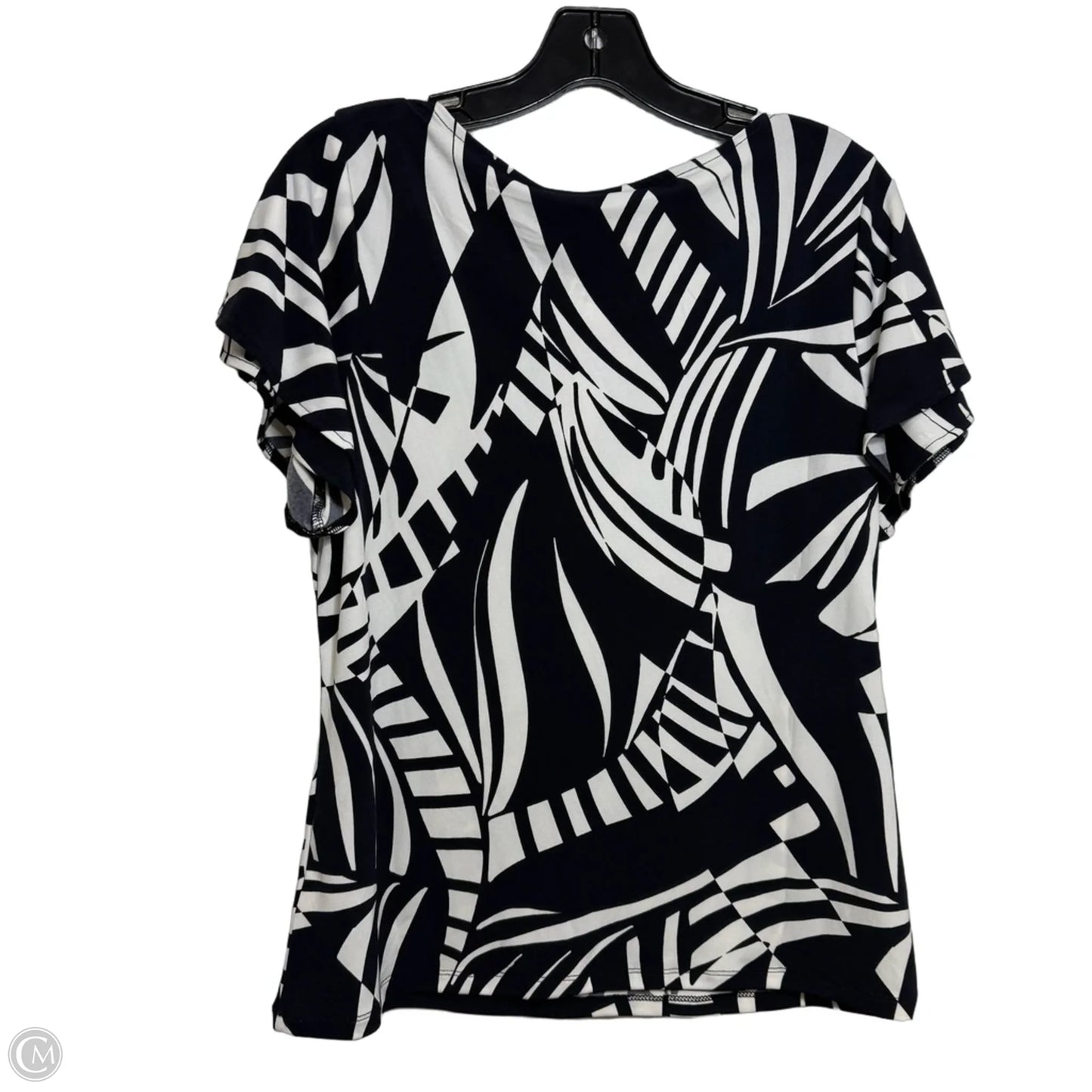Top Short Sleeve By Tahari In Black & White, Size: M