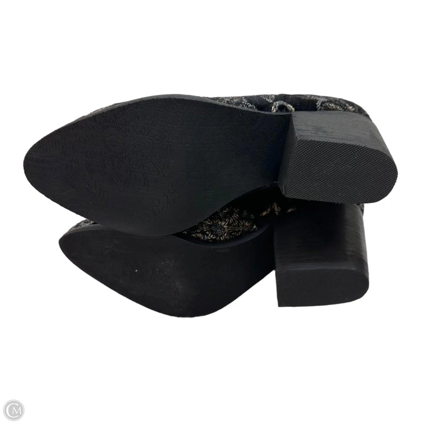 Boots Ankle Flats By Naughty Monkey In Black & Gold, Size: 7.5