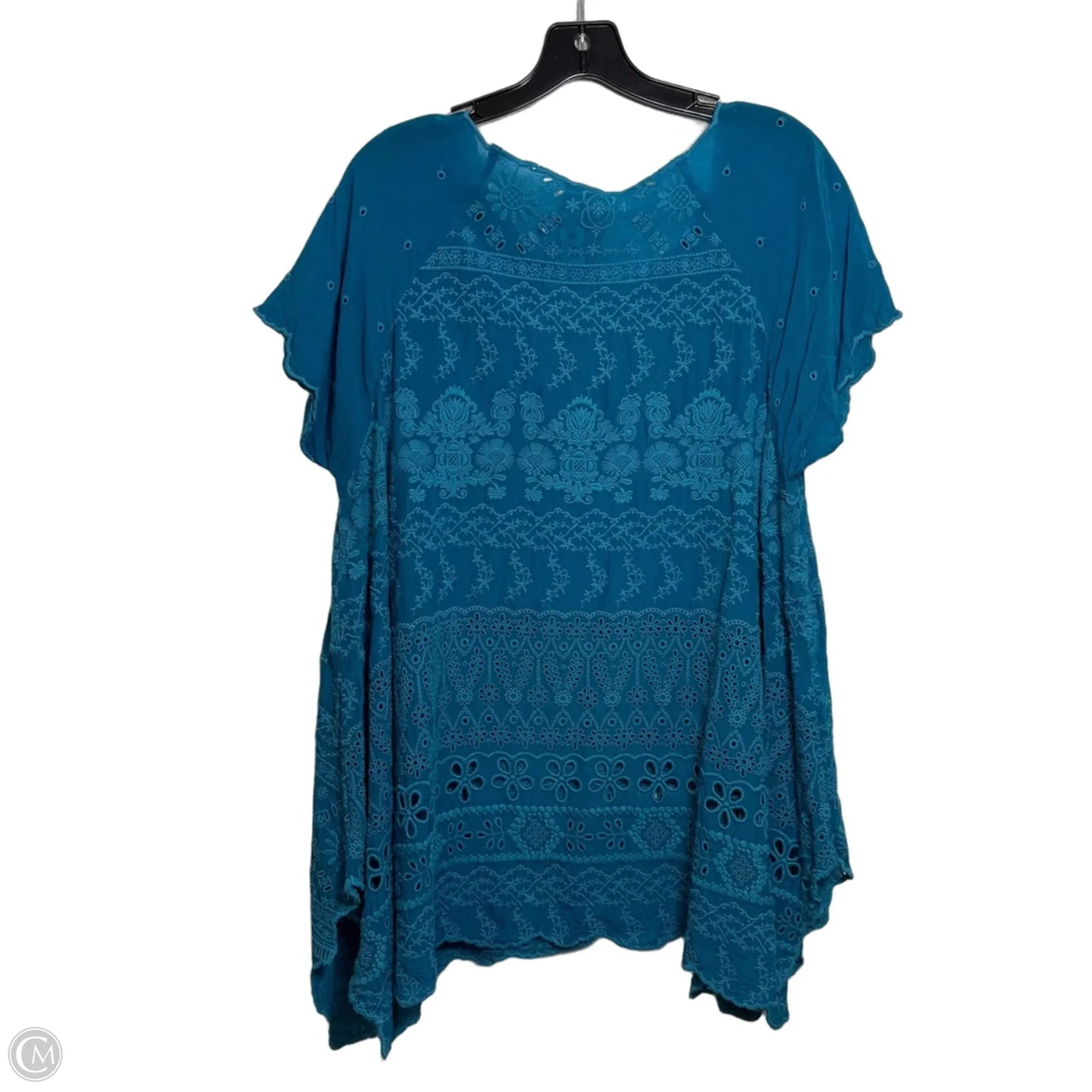 Top Short Sleeve By Johnny Was In Aqua, Size: L
