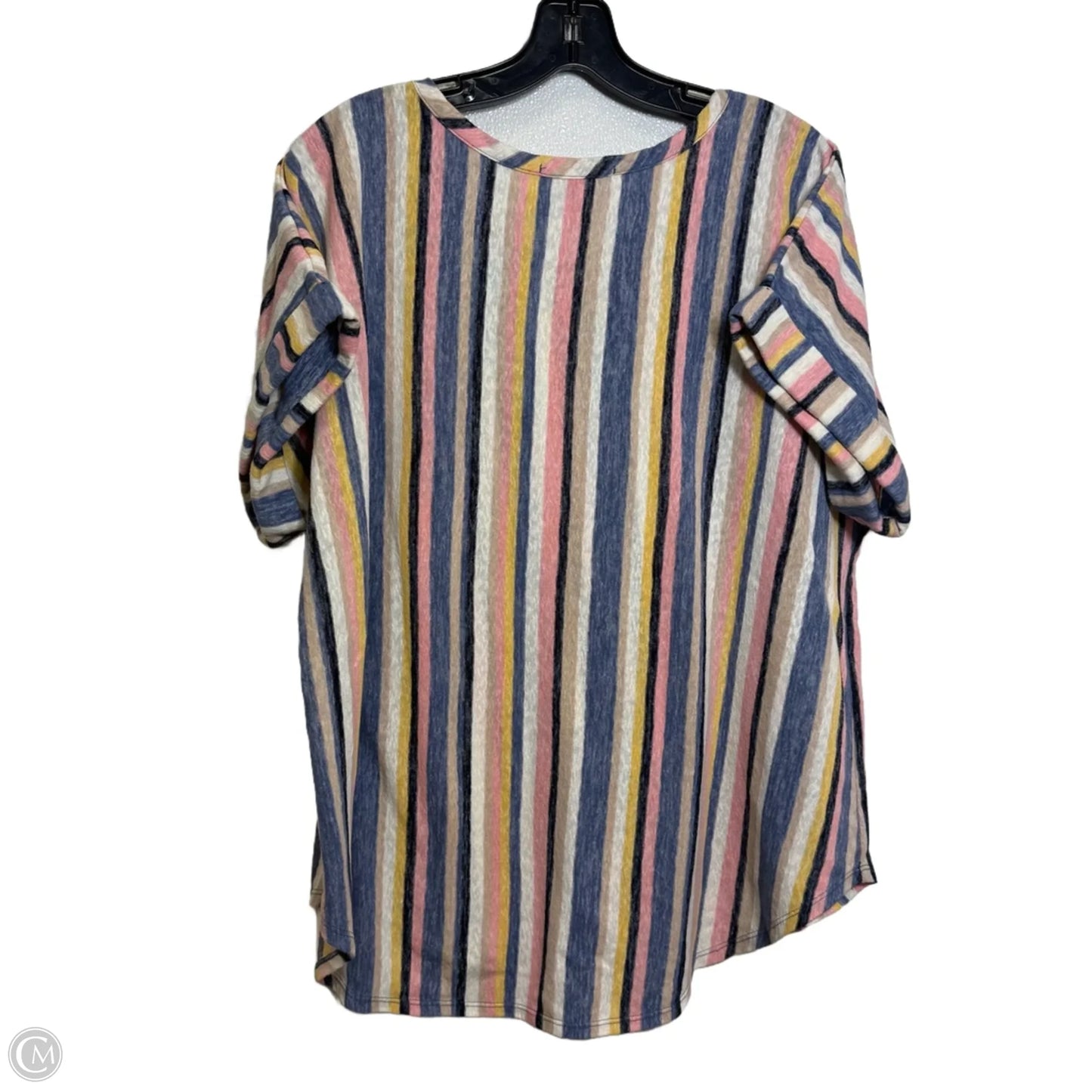 Top Short Sleeve By Kim & Cami In Striped Pattern, Size: 2x