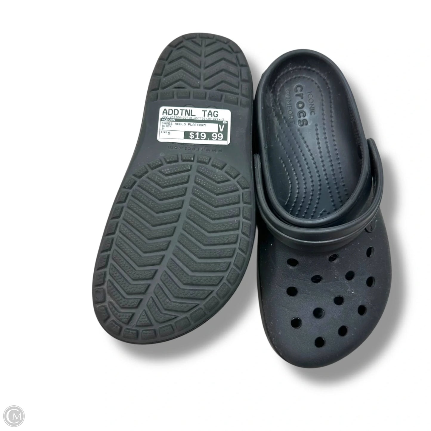 Shoes Heels Platform By Crocs In Black, Size: 9