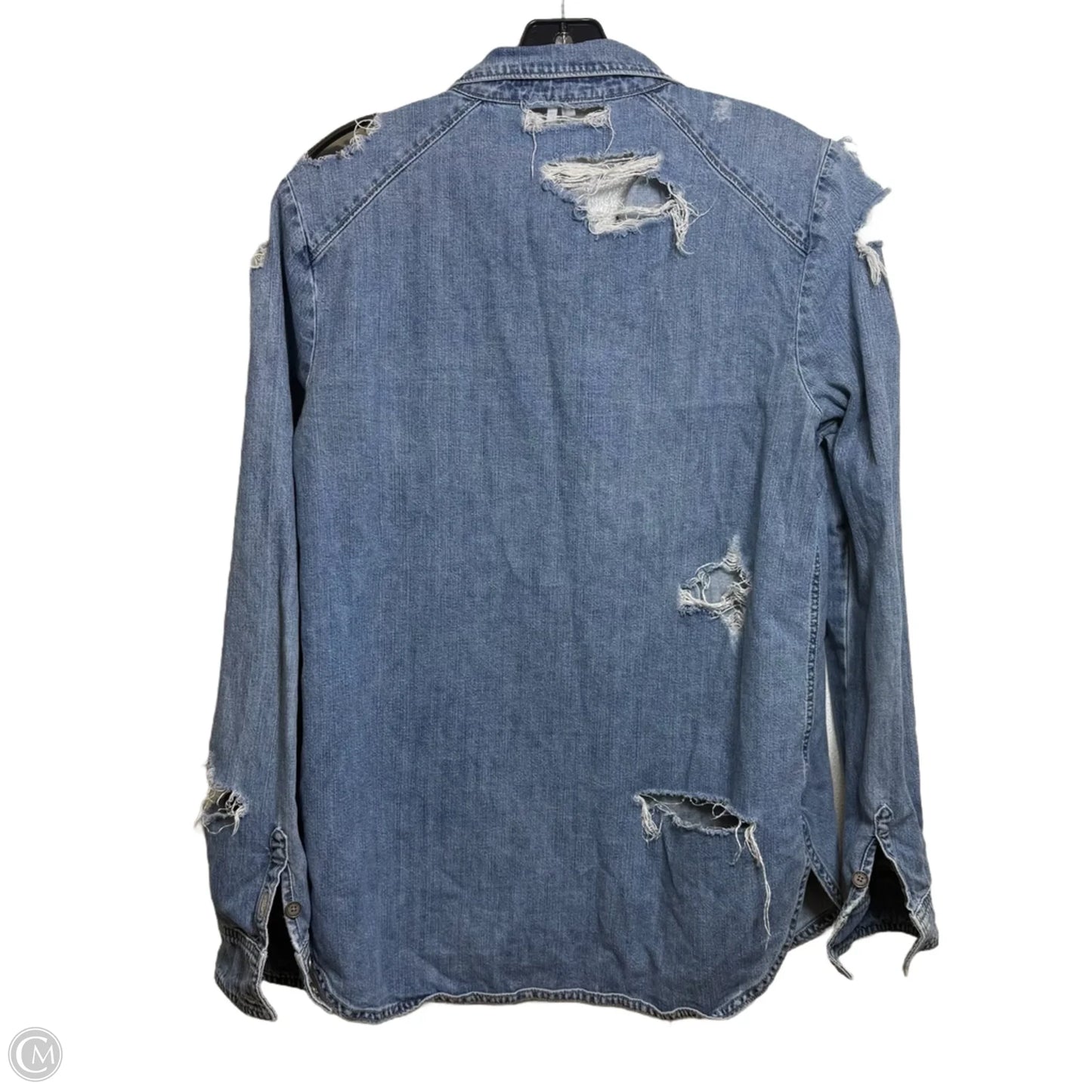 Top Long Sleeve By Paige In Blue Denim, Size: S