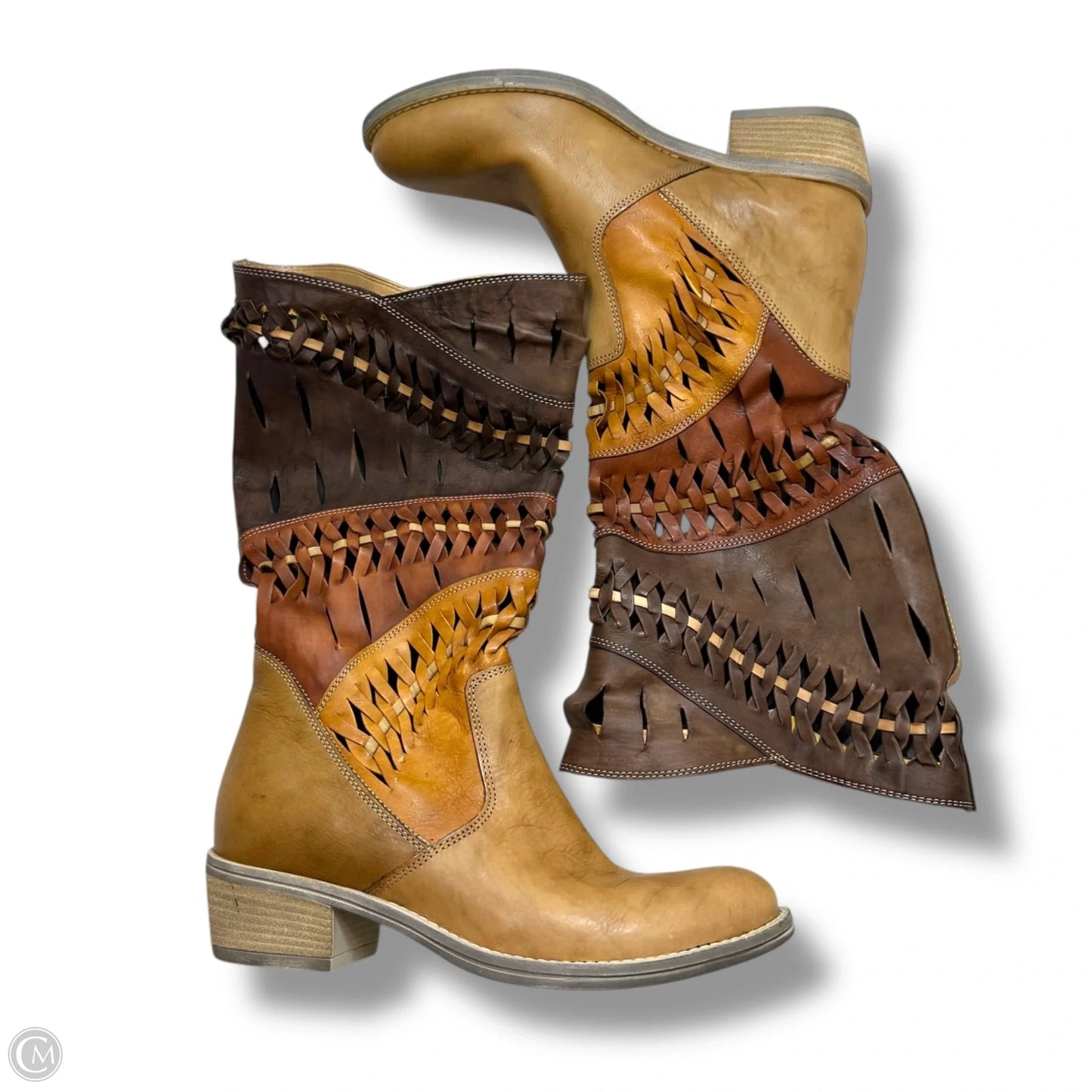 Boots Mid-calf Flats By White Mountain In Brown & Orange, Size: 38