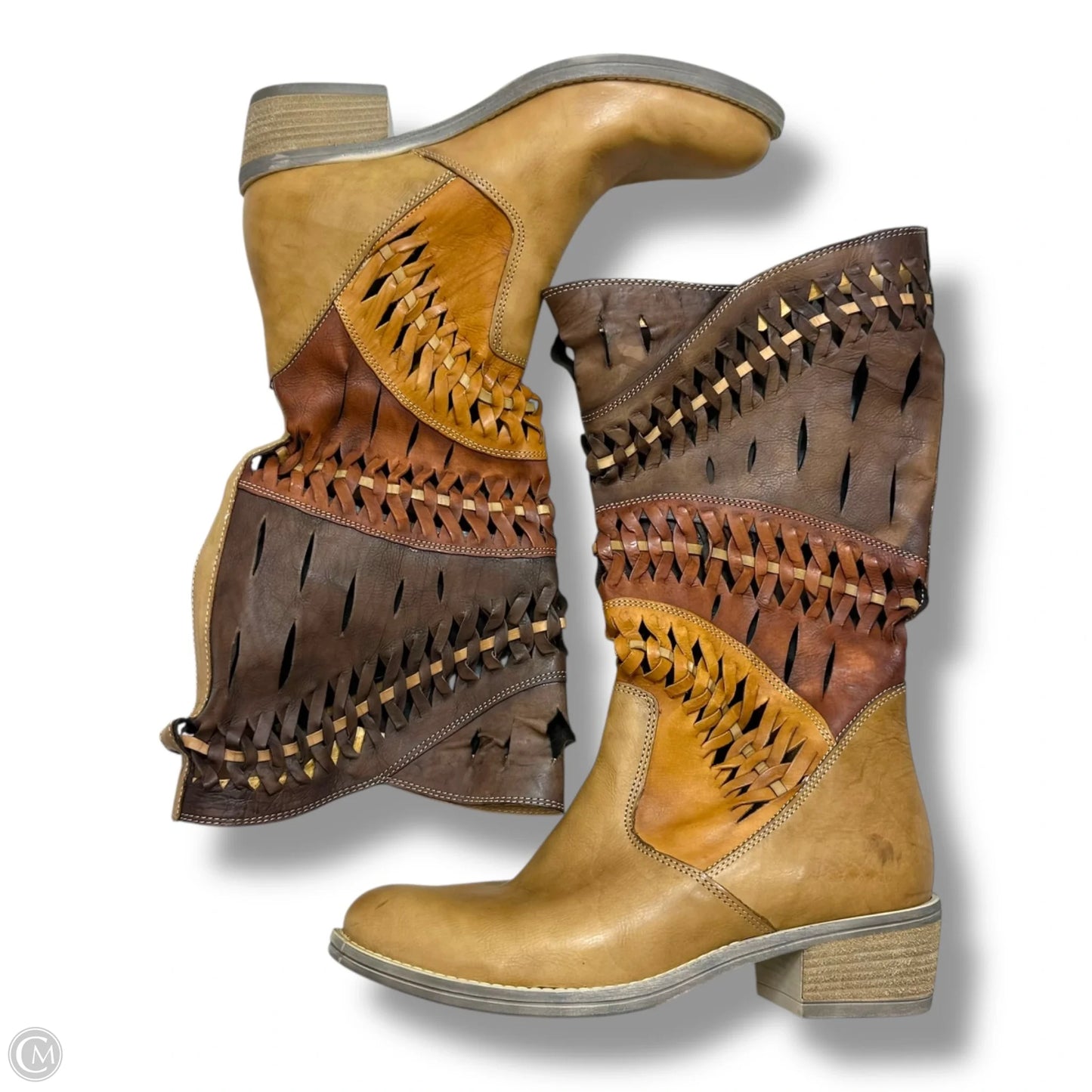 Boots Mid-calf Flats By White Mountain In Brown & Orange, Size: 38