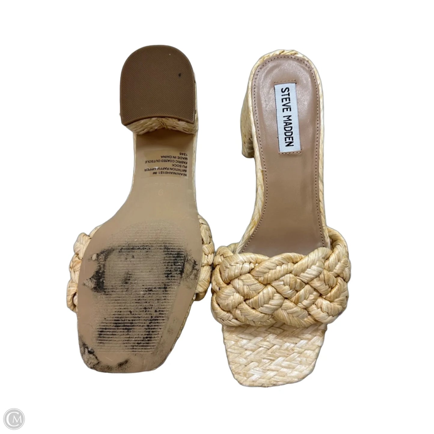 Sandals Heels Block By Steve Madden In Tan, Size: 9