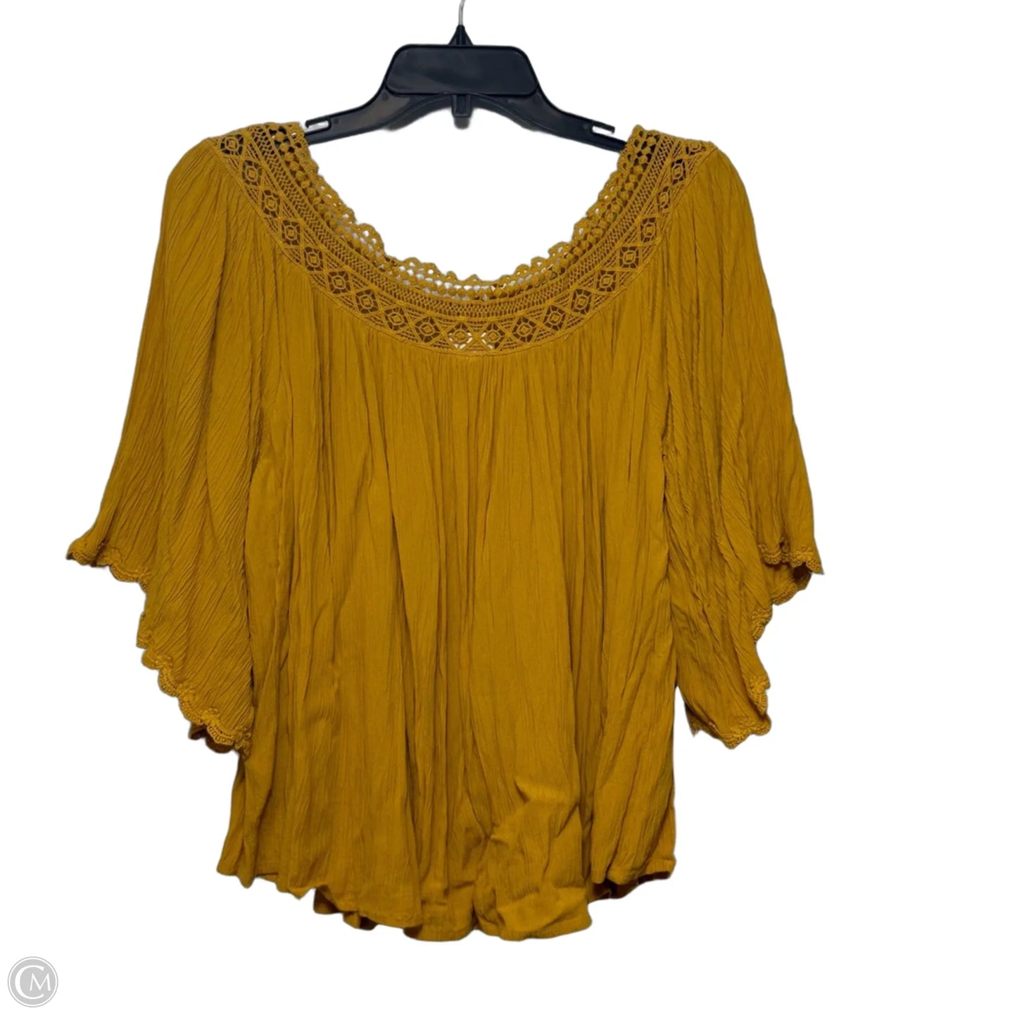 Top Short Sleeve By Anthropologie In Yellow, Size: L