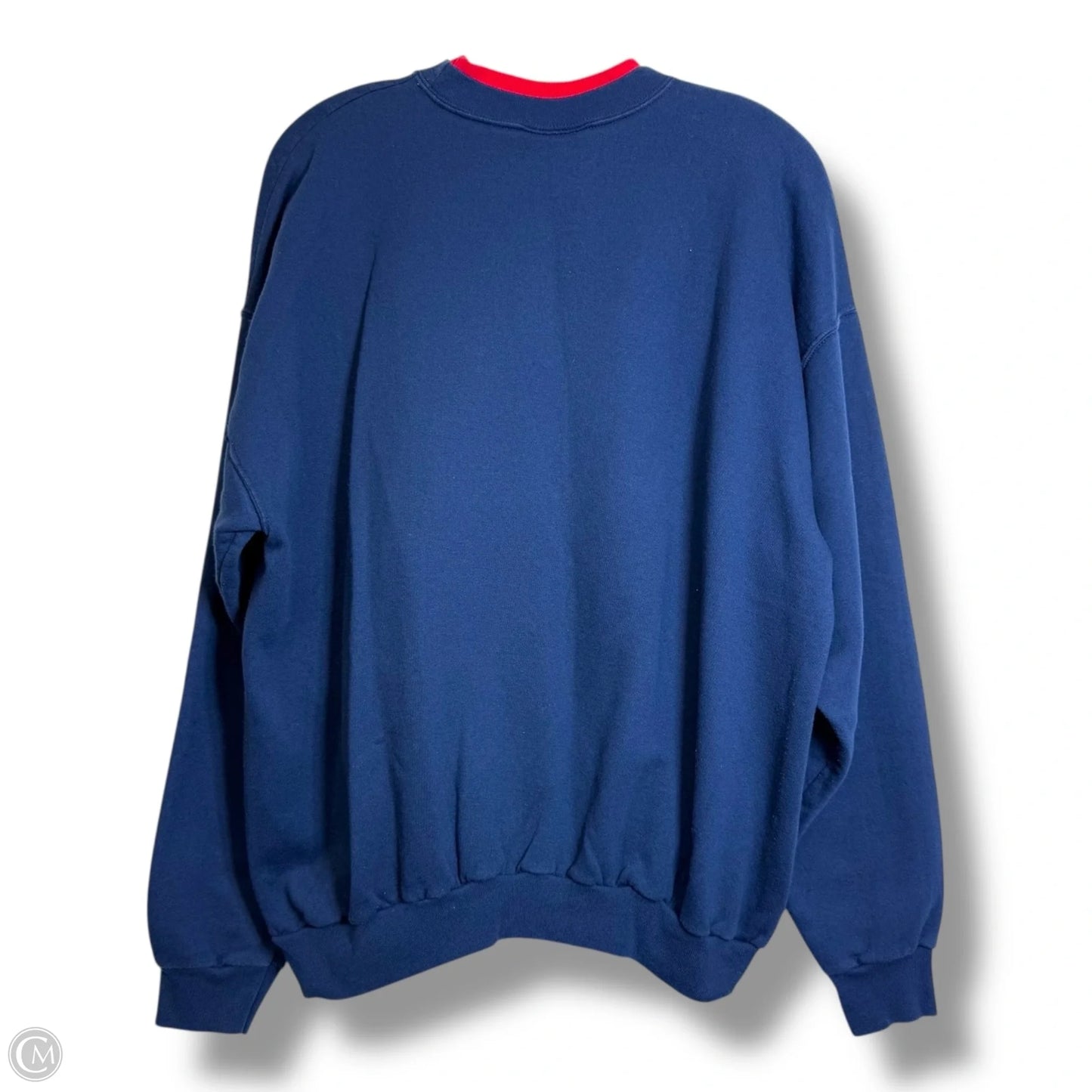 Christmas holiday Sweatshirt Crewneck By Clothes Mentor In Navy, Size: Xl
