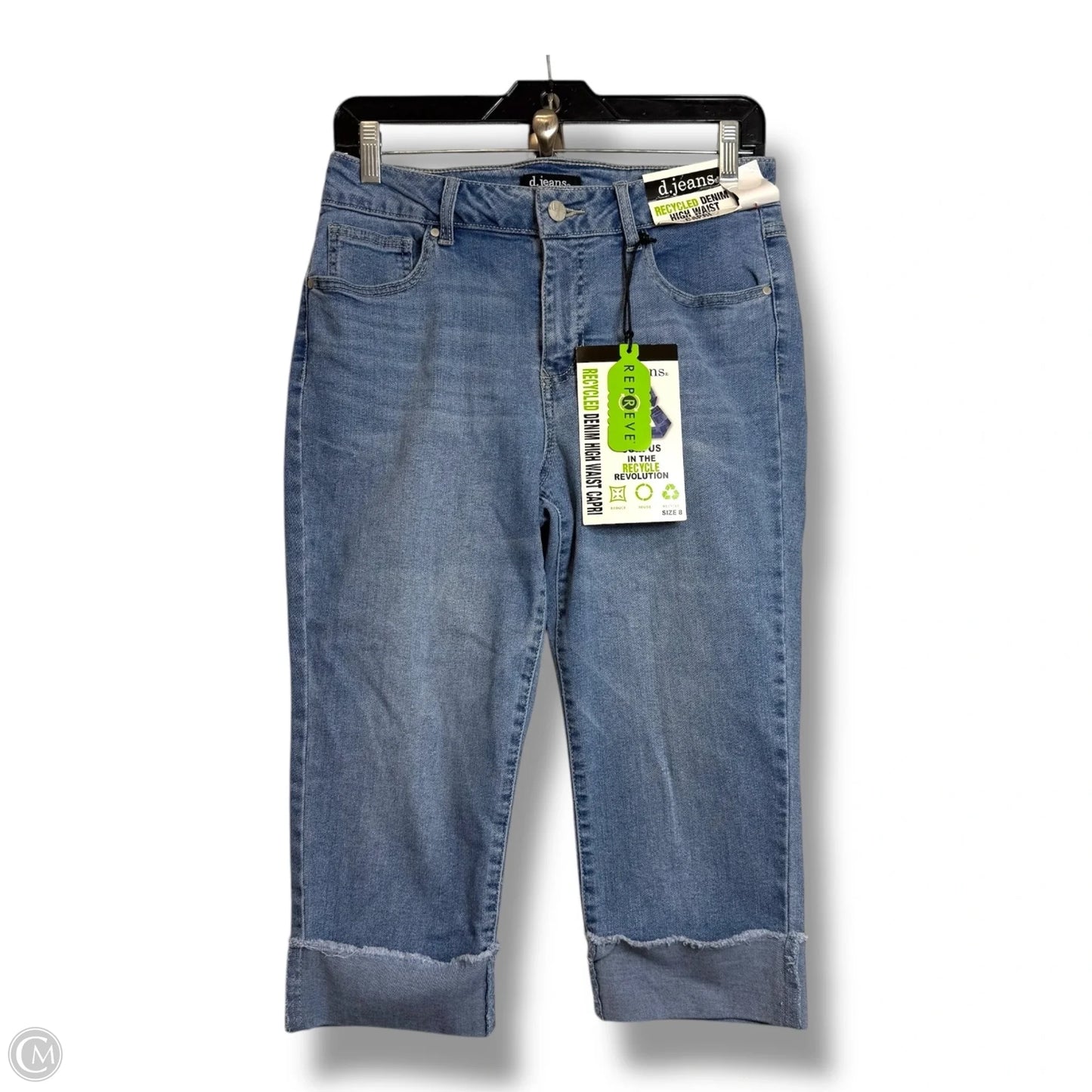 High waist Capris By Cmf In Blue Denim, Size: 8