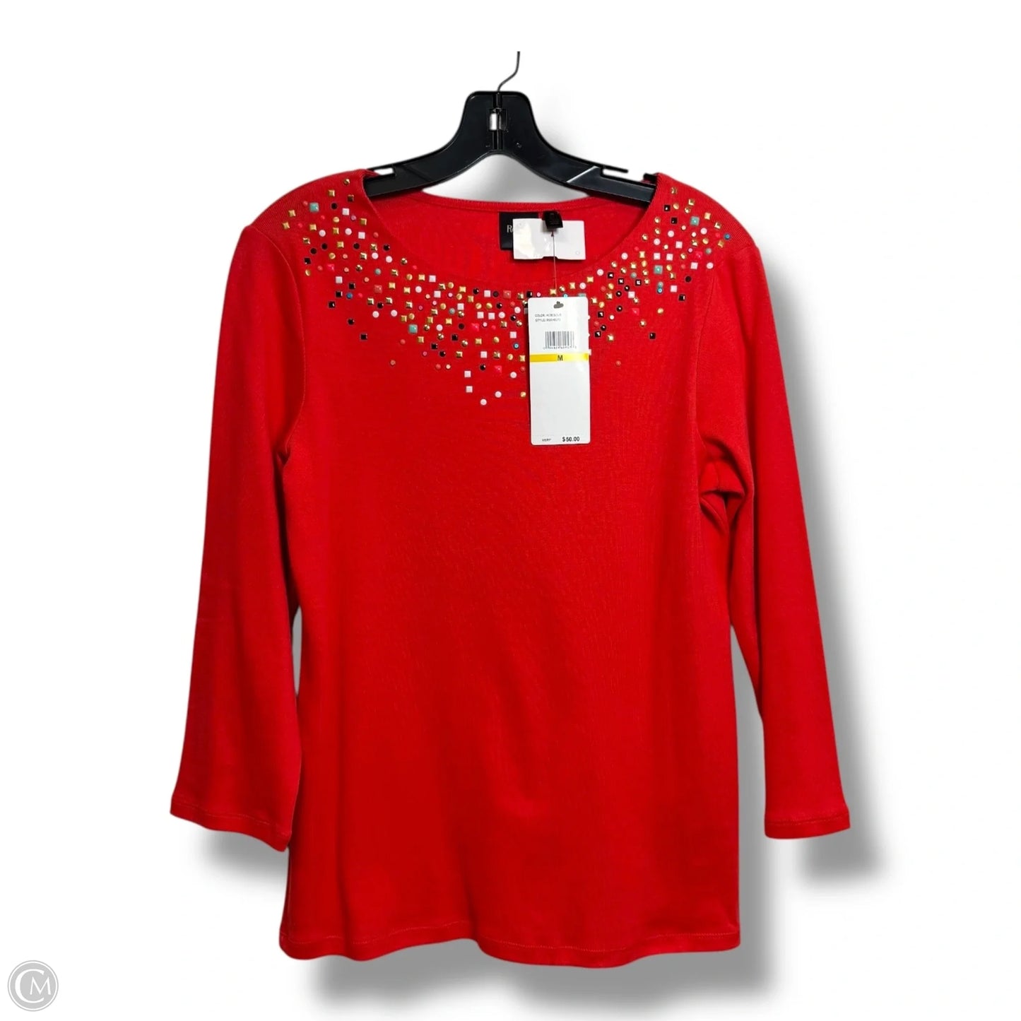 Top 3/4 Sleeve By Rafaella In Coral, Size: M