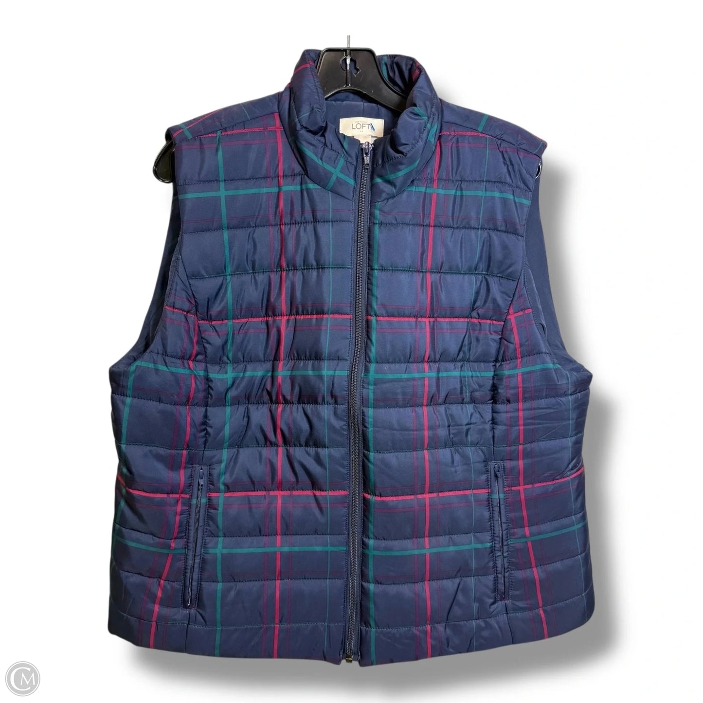 Vest Puffer & Quilted By Loft In Plaid Pattern, Size: Xl