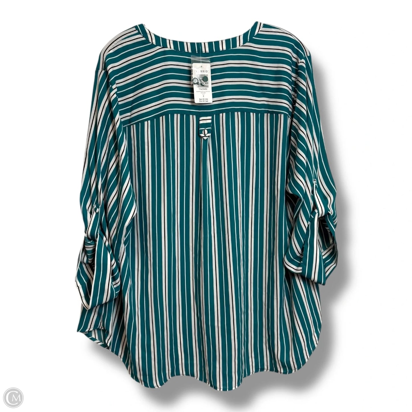 Top 3/4 Sleeve By Torrid In Striped Pattern, Size: 2x