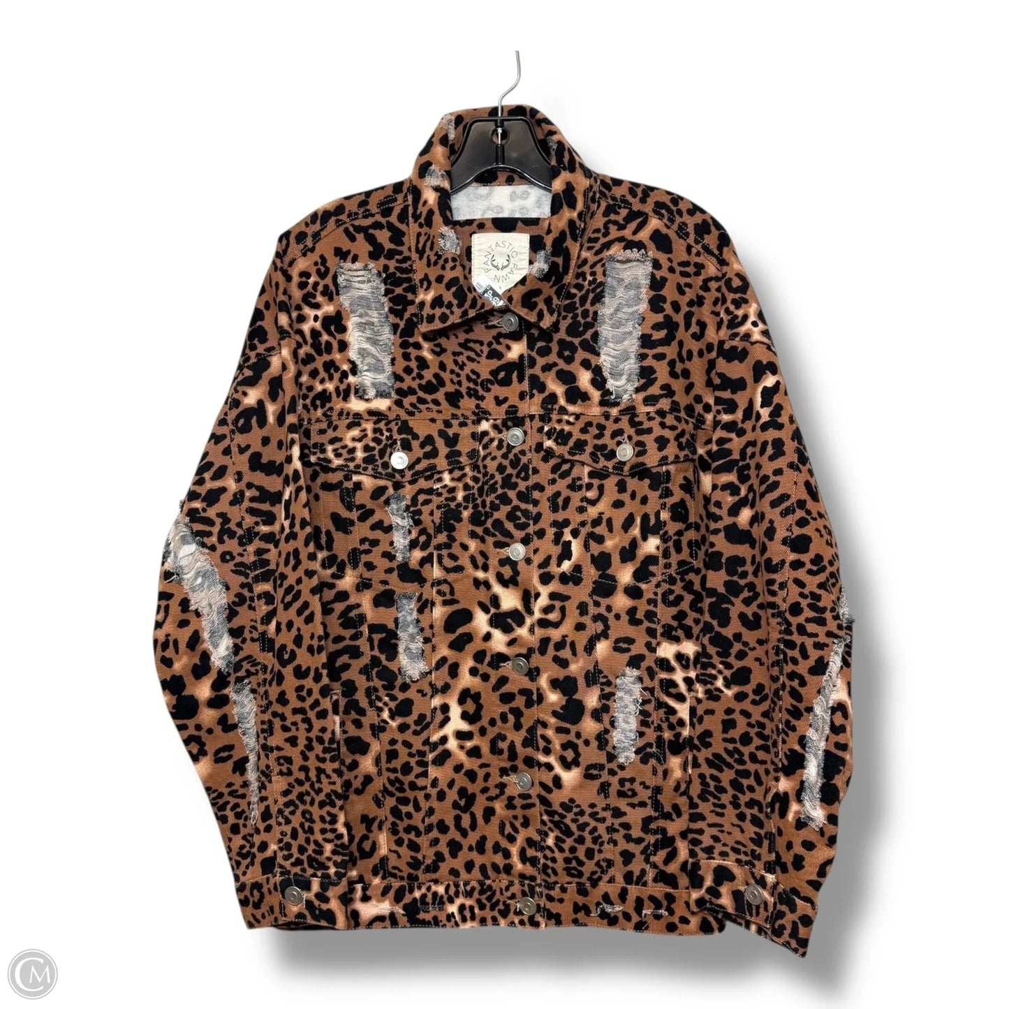 Jacket Denim By Fantastic Fawn In Animal Print, Size: S