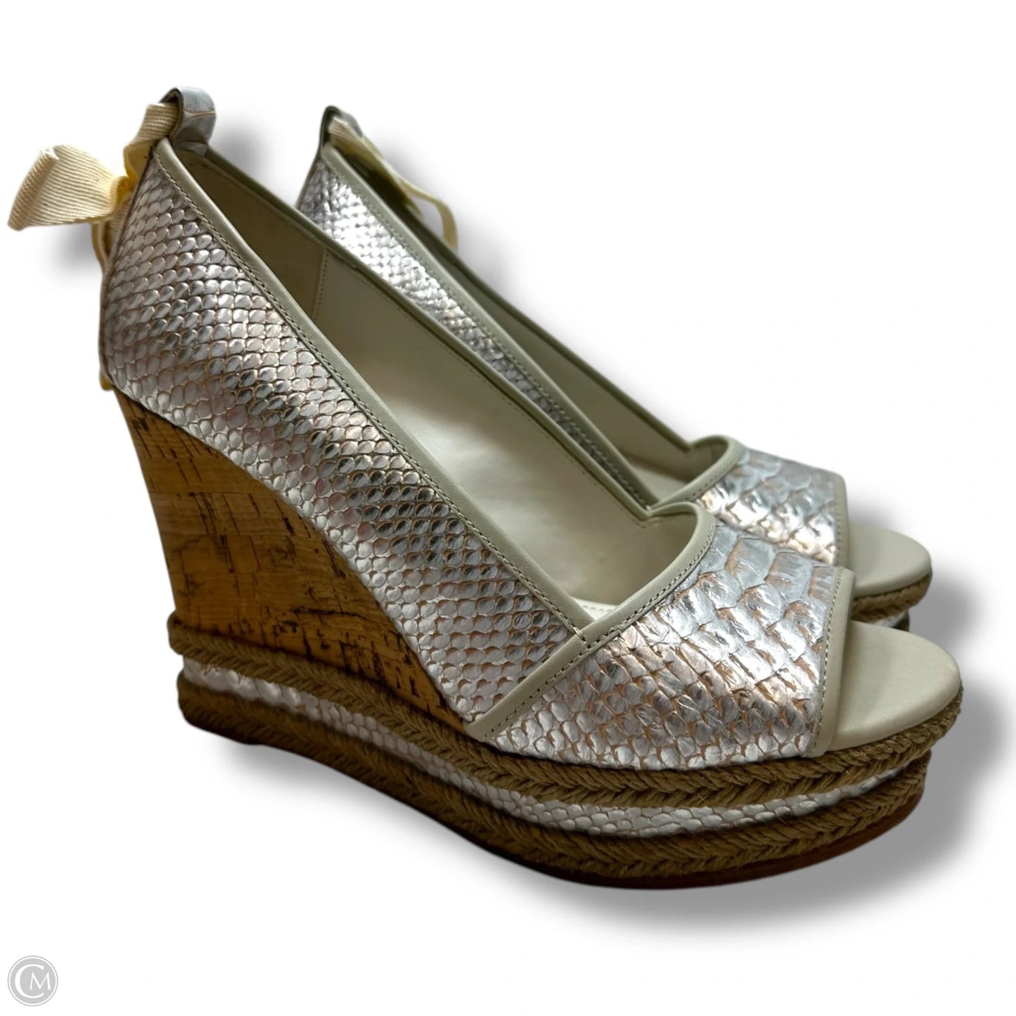 Shoes Heels Wedge By Donald Pliner In Silver, Size: 8