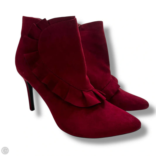 Boots Ankle Heels By Cme In Maroon, Size: 11