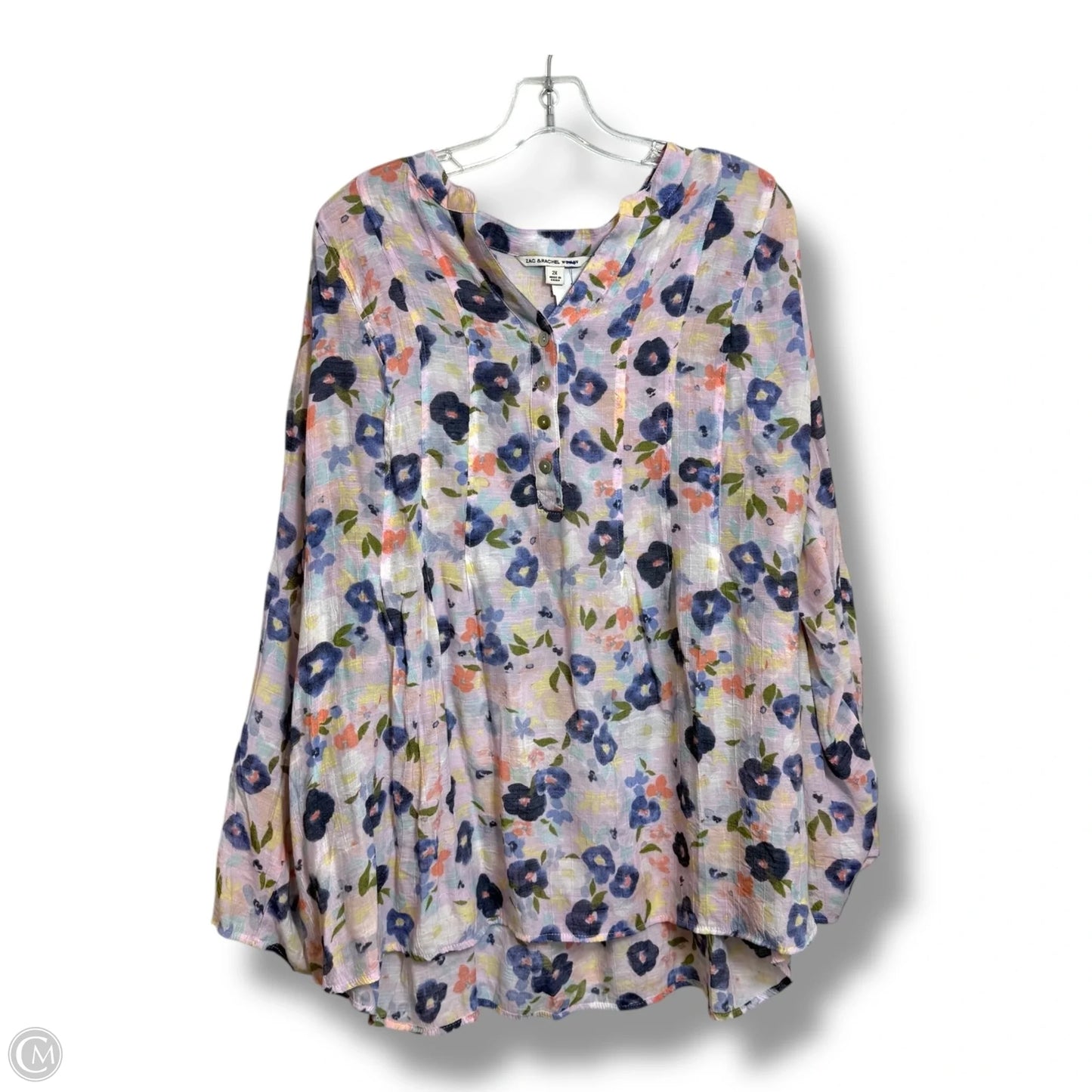 Top 3/4 Sleeve By Zac And Rachel In Multi-colored, Size: 2x