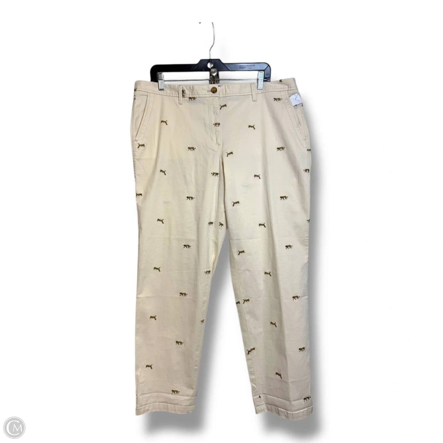 Embroidered Tiger Pants Chinos & Khakis By Talbots In Ivory, Size: 14
