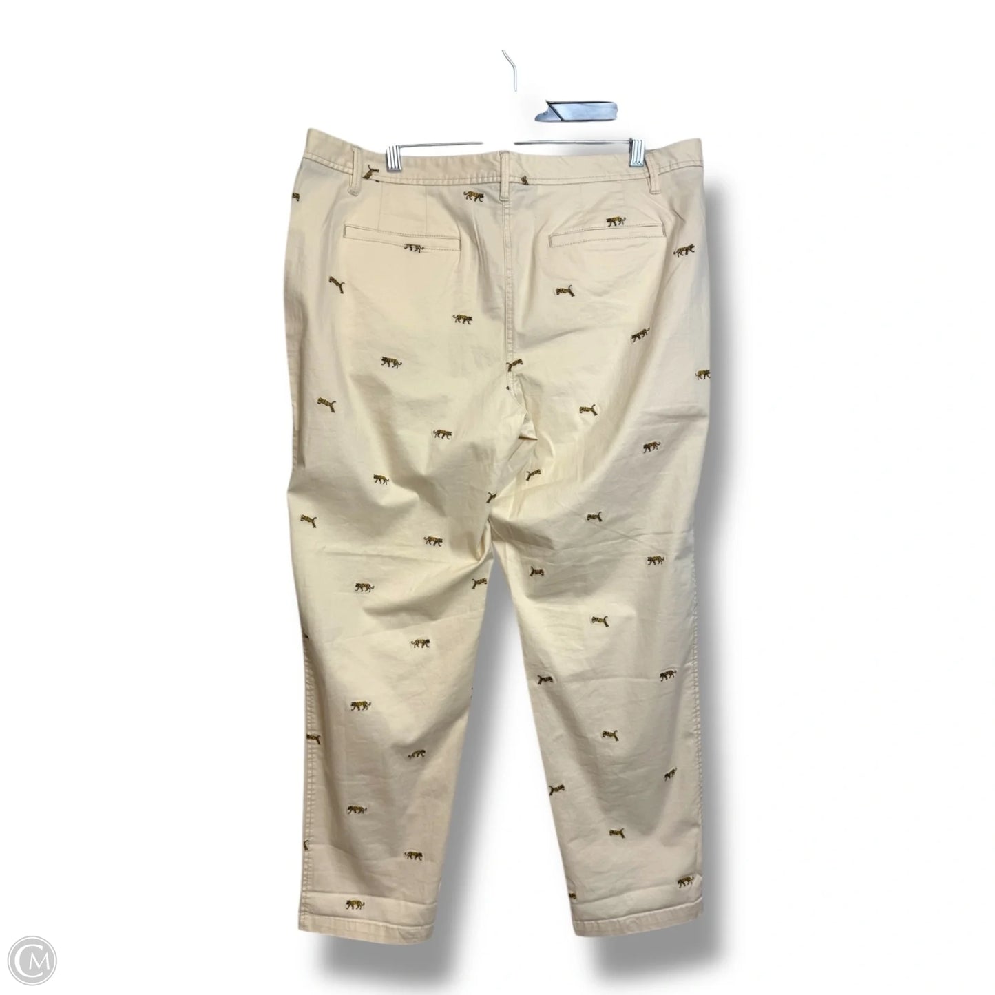 Embroidered Tiger Pants Chinos & Khakis By Talbots In Ivory, Size: 14