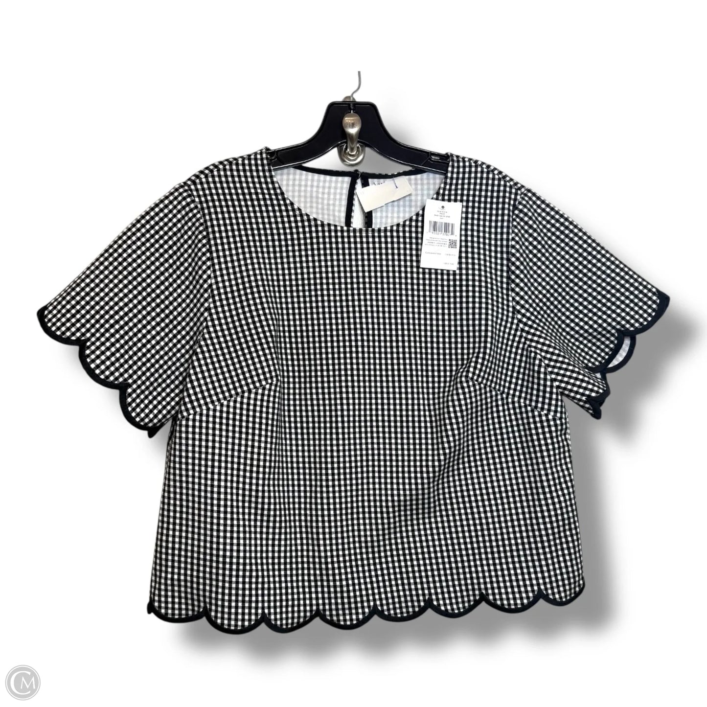 Top Short Sleeve Designer By Kate Spade In Checkered Pattern, Size: L