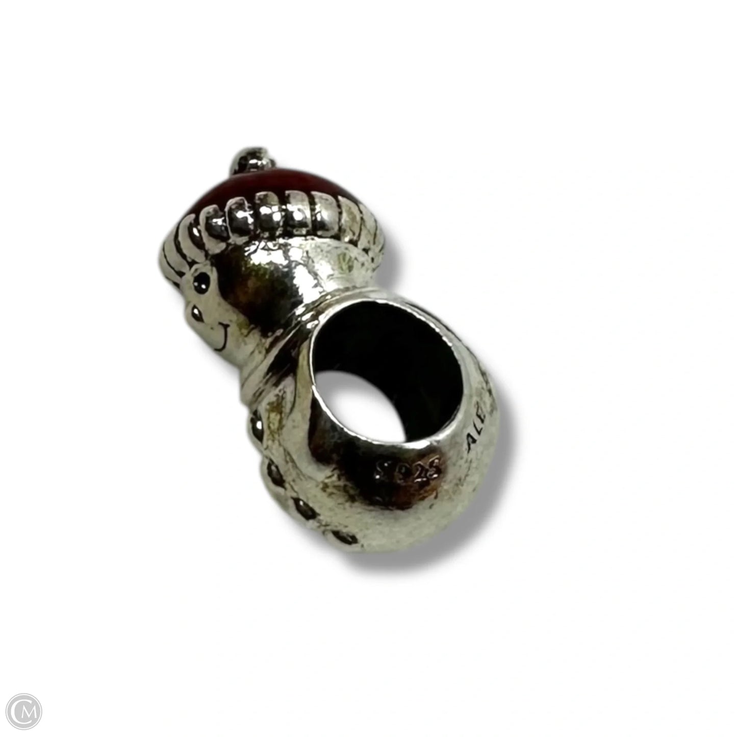 Sterling Silver Snowman charm with red enamel hat By Pandora
