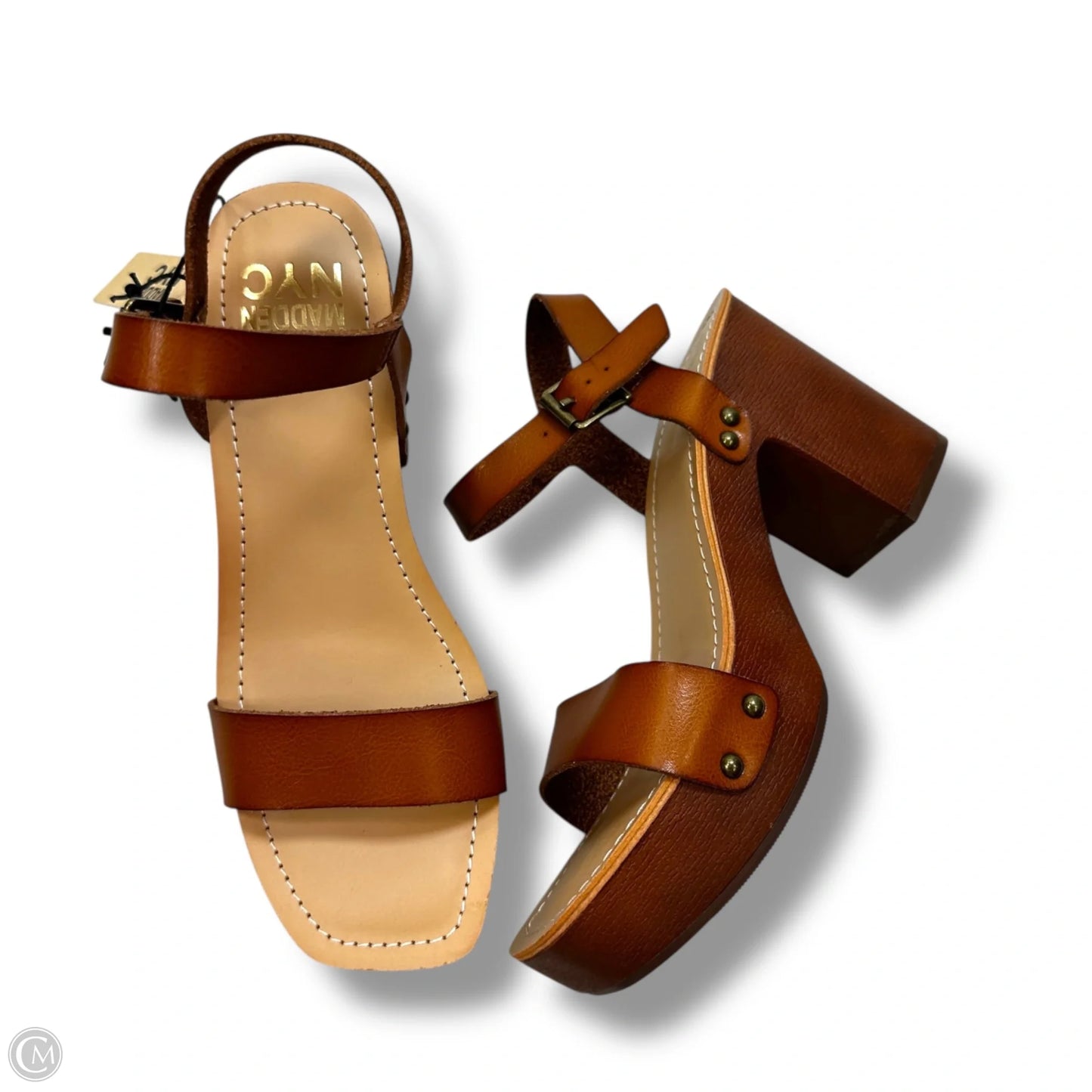 Sandals Heels Block By Madden Nyc In Brown, Size: 7