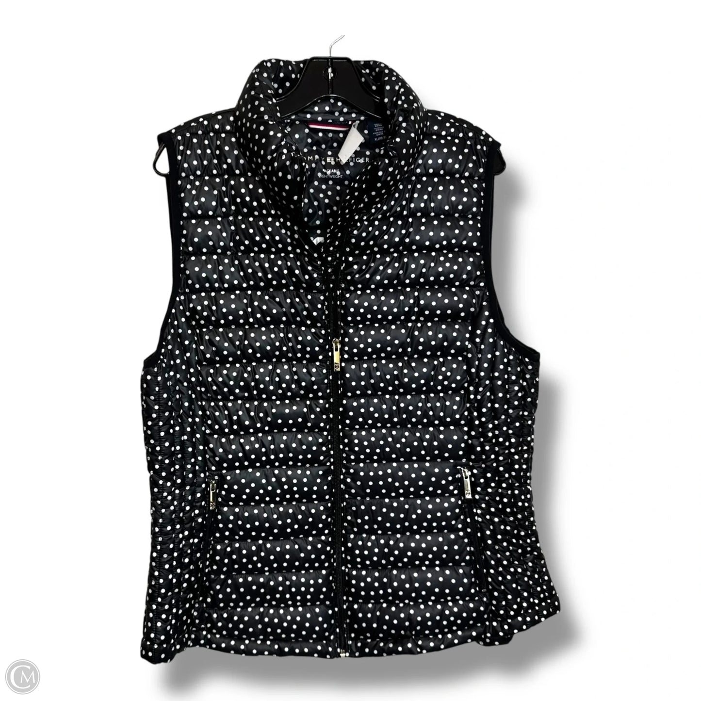 Vest Puffer & Quilted By Tommy Hilfiger In Polkadot Pattern, Size: Xl
