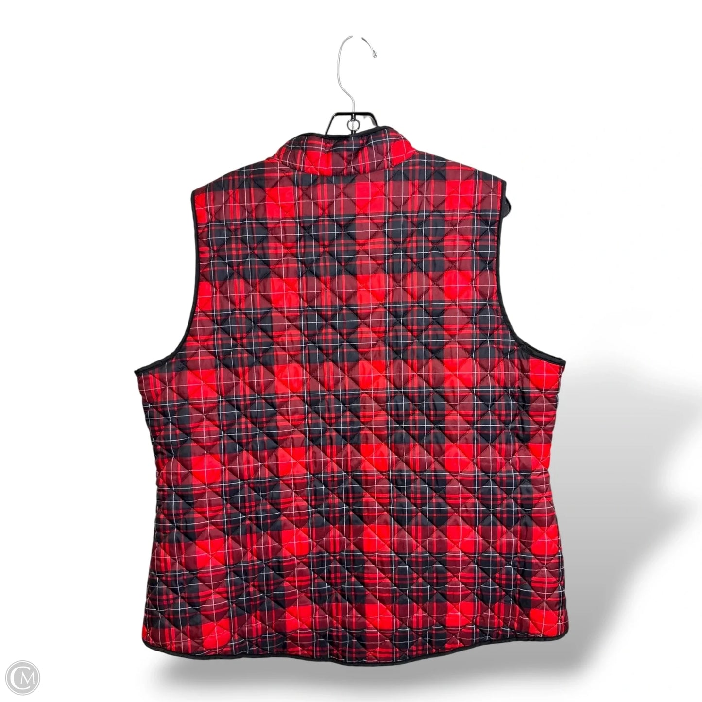 Vest Puffer & Quilted By Karen Scott In Plaid Pattern, Size: Xl