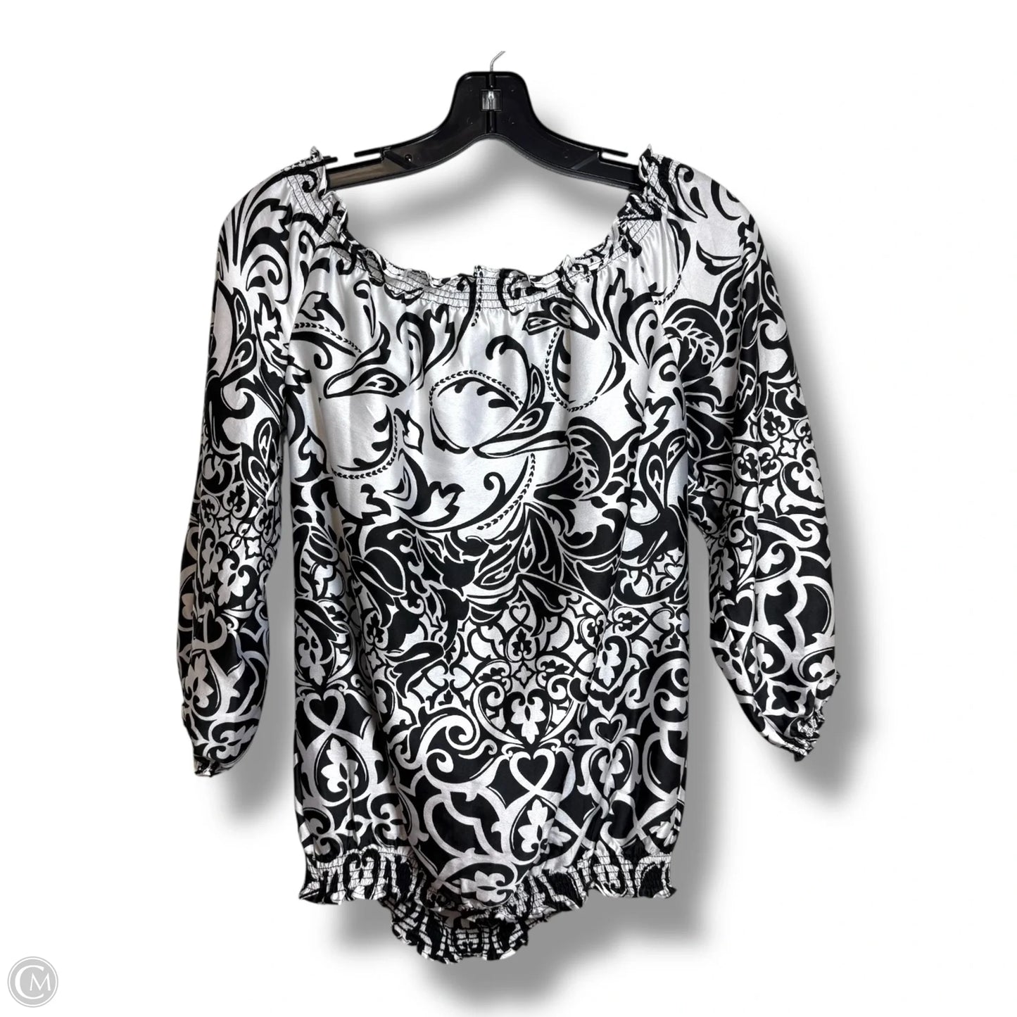 Top Short Sleeve By White House Black Market In Black & White, Size: M