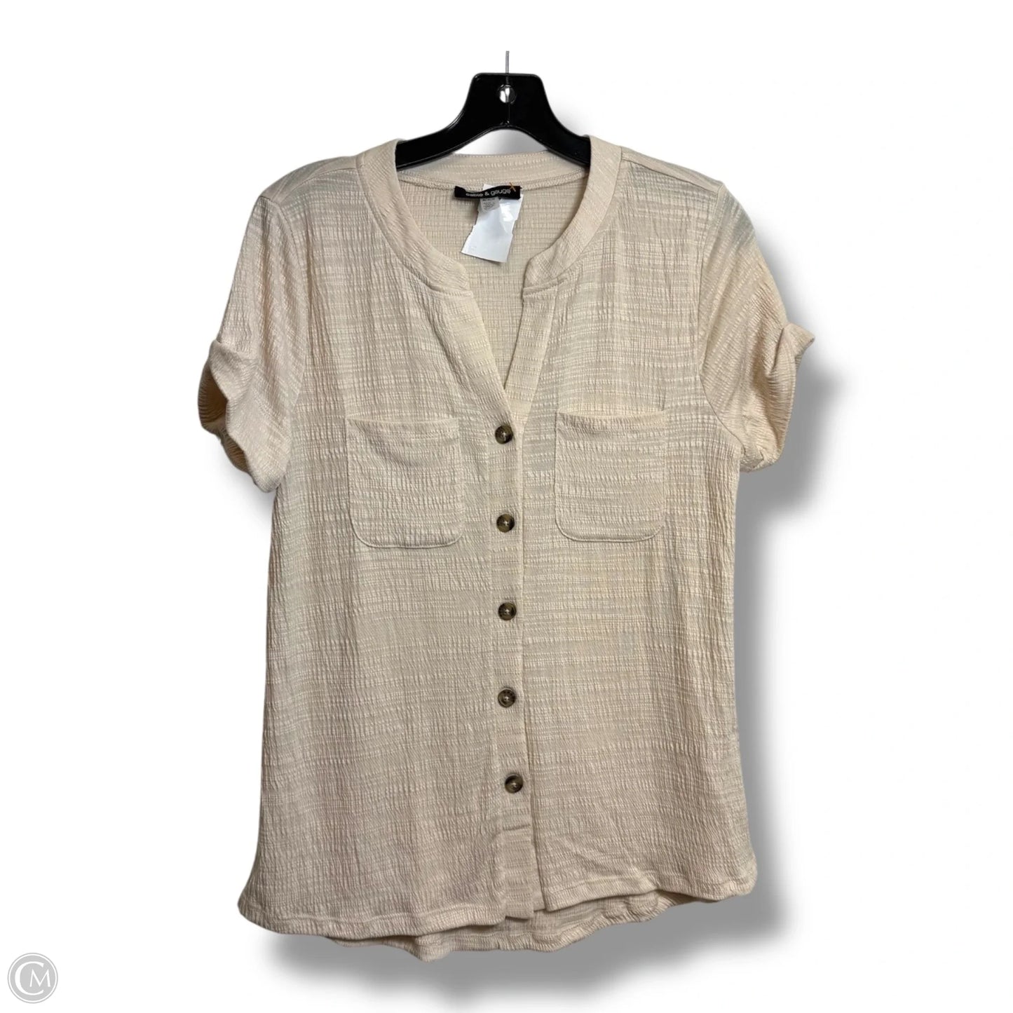 Top Short Sleeve By Cable And Gauge In Beige, Size: M