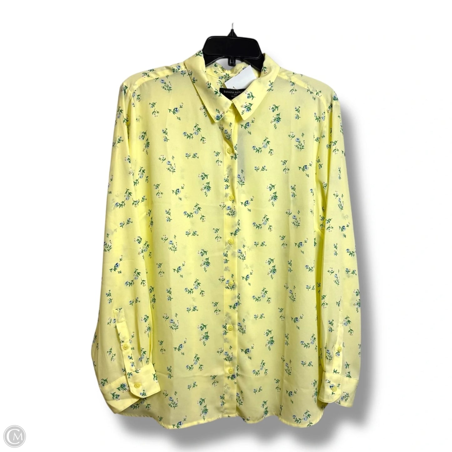 Blouse Long Sleeve By Banana Republic In Yellow, Size: Xl
