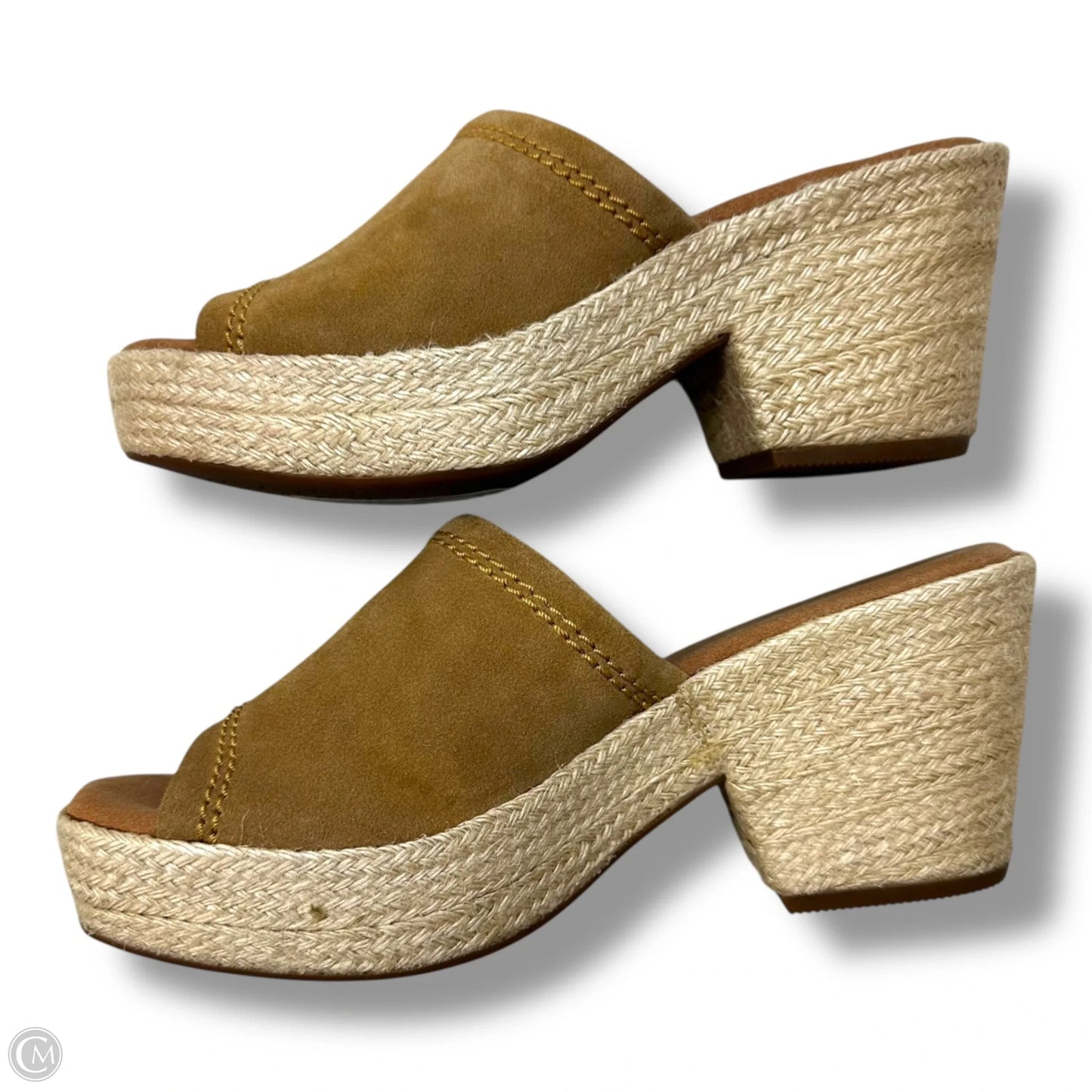 Sandals Heels Block By Clarks In Tan, Size: 7.5