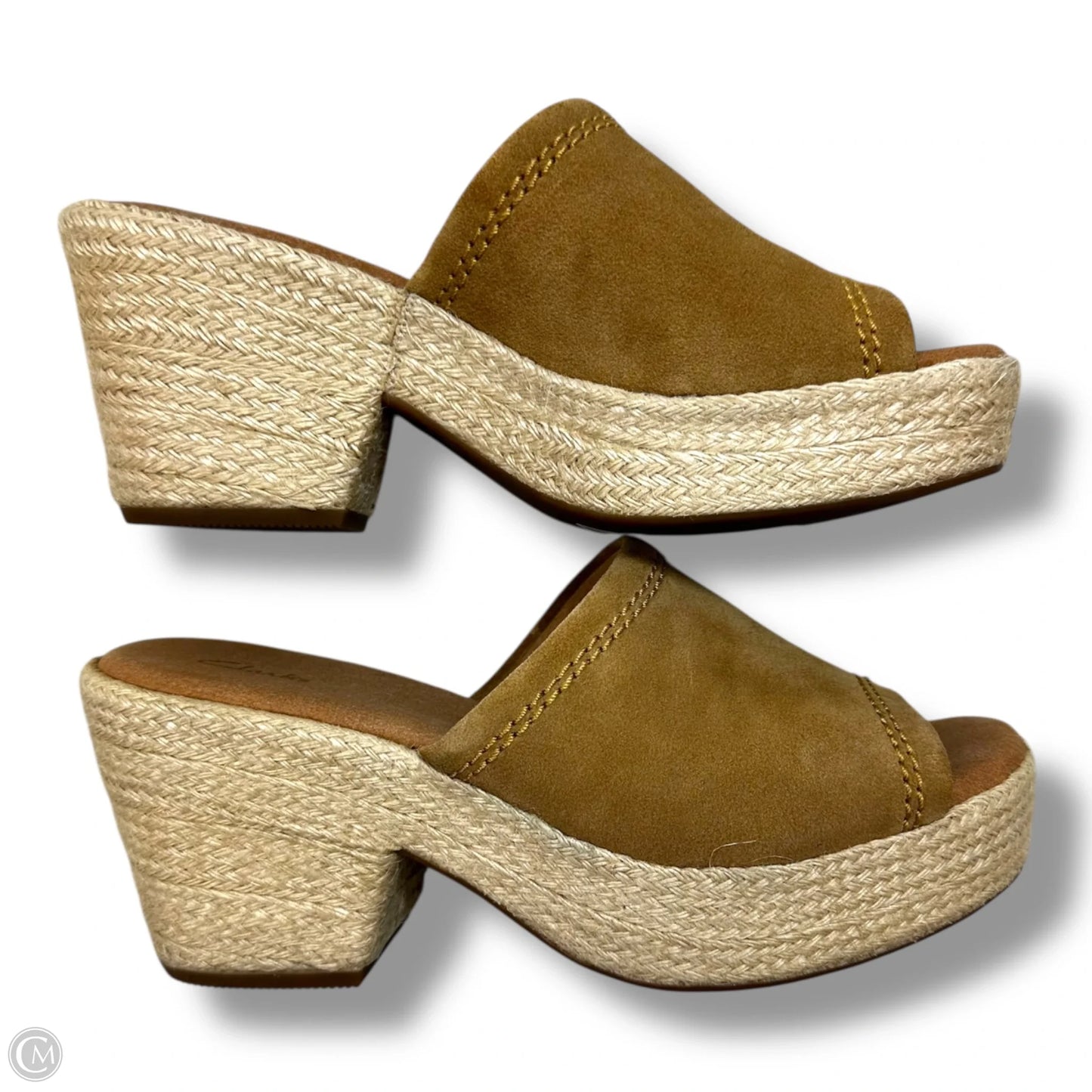 Sandals Heels Block By Clarks In Tan, Size: 7.5