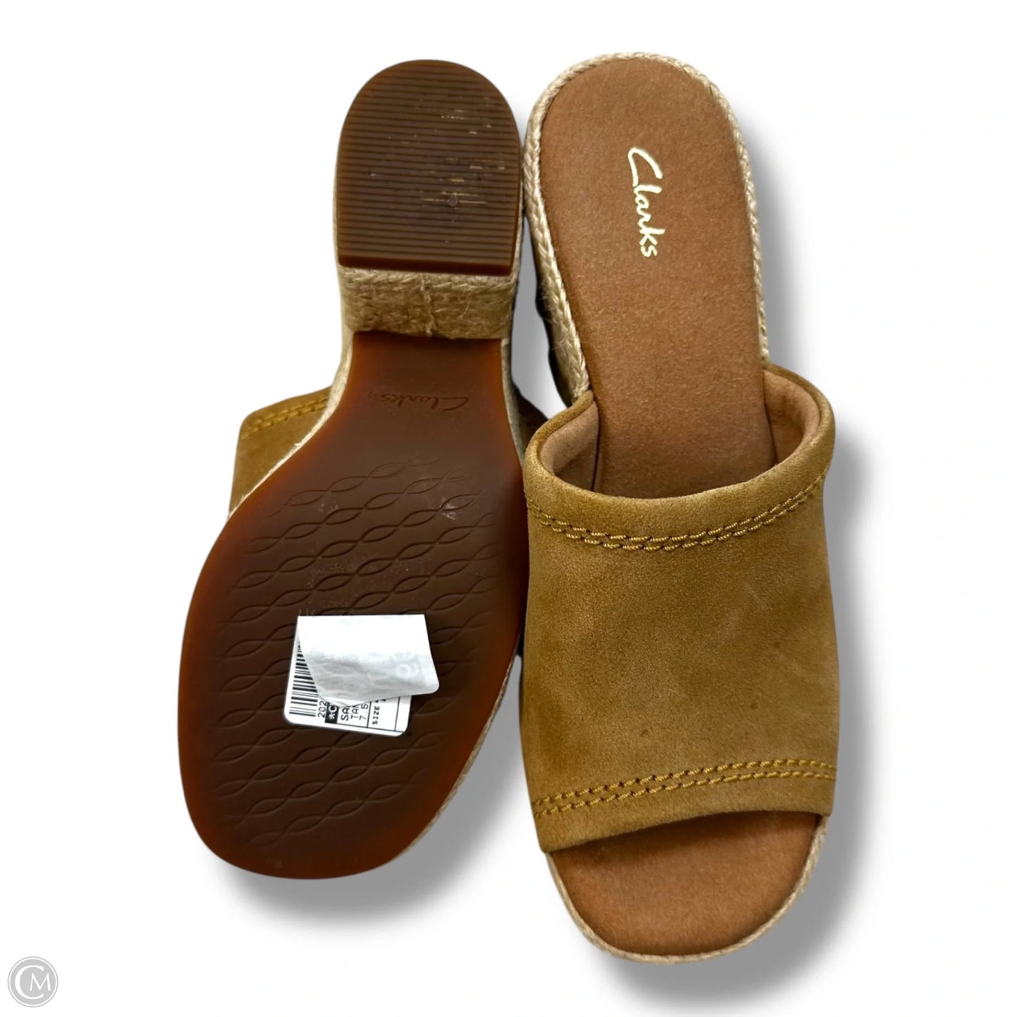 Sandals Heels Block By Clarks In Tan, Size: 7.5